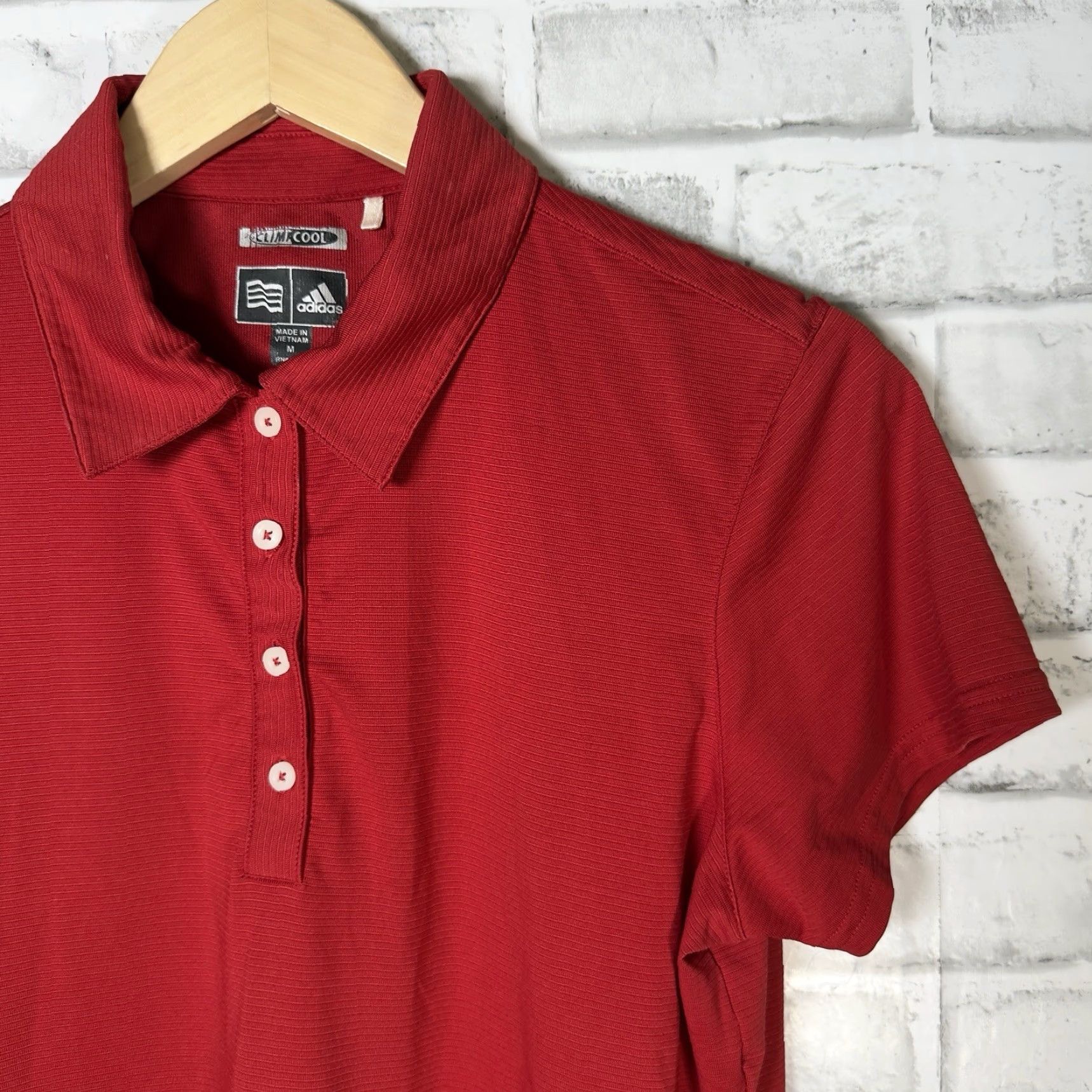 Adidas VINTAGE Adidas Climacool Athletic Polo Shirt Womens Medium Red Activewear Size M / US 6-8 / IT 42-44 - 2 Thumbnail