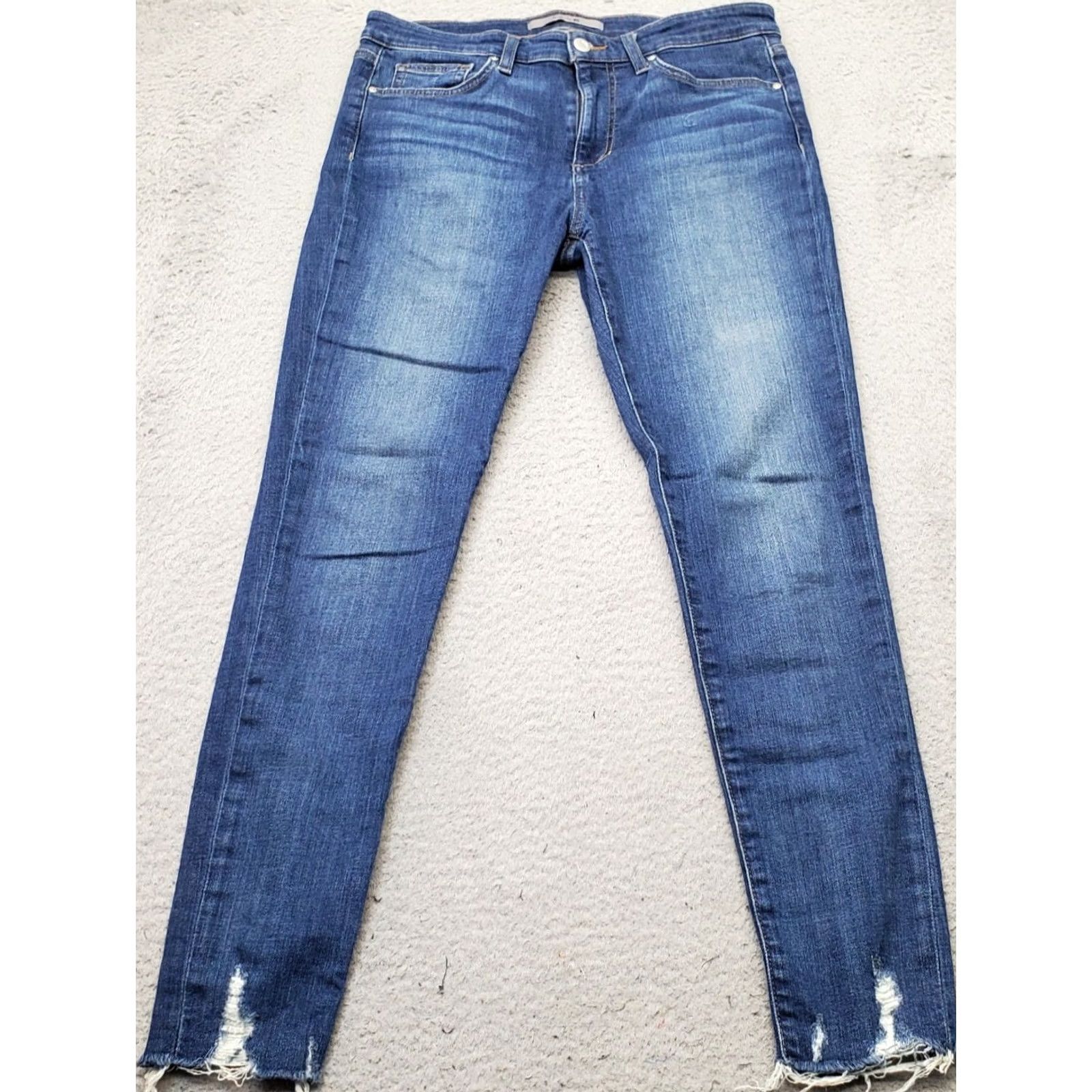 Vintage Joe's Jeans Womens Skinny Jeans 30 Blue Denim Stretch Raw Hem Boho Faded Whiskered Size 30" / US 8 / IT 44 - 2 Thumbnail