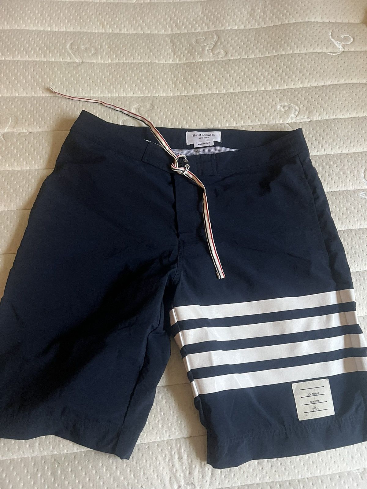 Thom Browne Thom Browne Classic Board Shorts w/ 4 Bar Print Size US 31 - 1 Thumbnail
