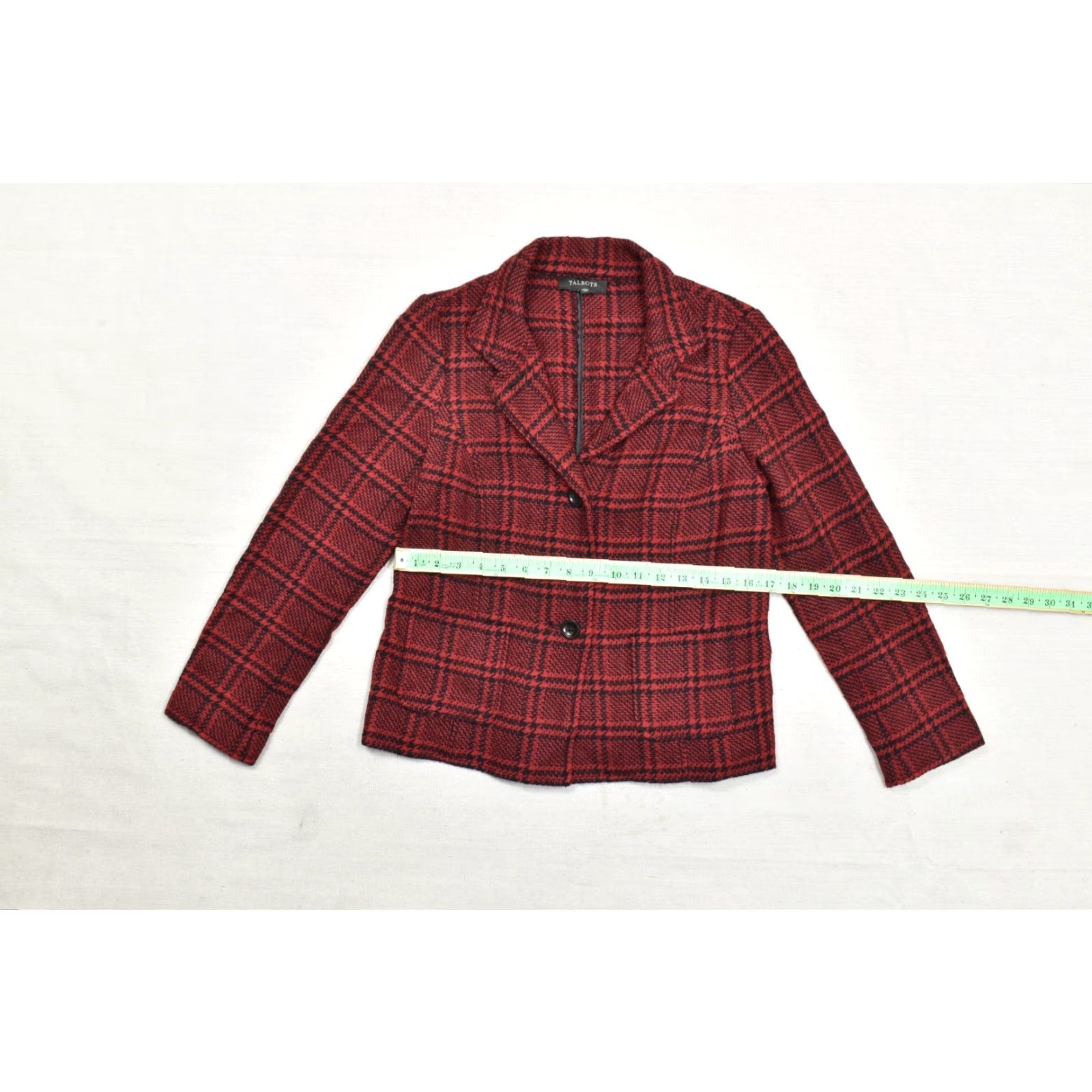 Talbots Talbots Blazer Jacket Wool Blend Houndstooth Plaid Two Button Red Regular Women XS-4 Size S / US 4 / IT 40 - 3 Thumbnail