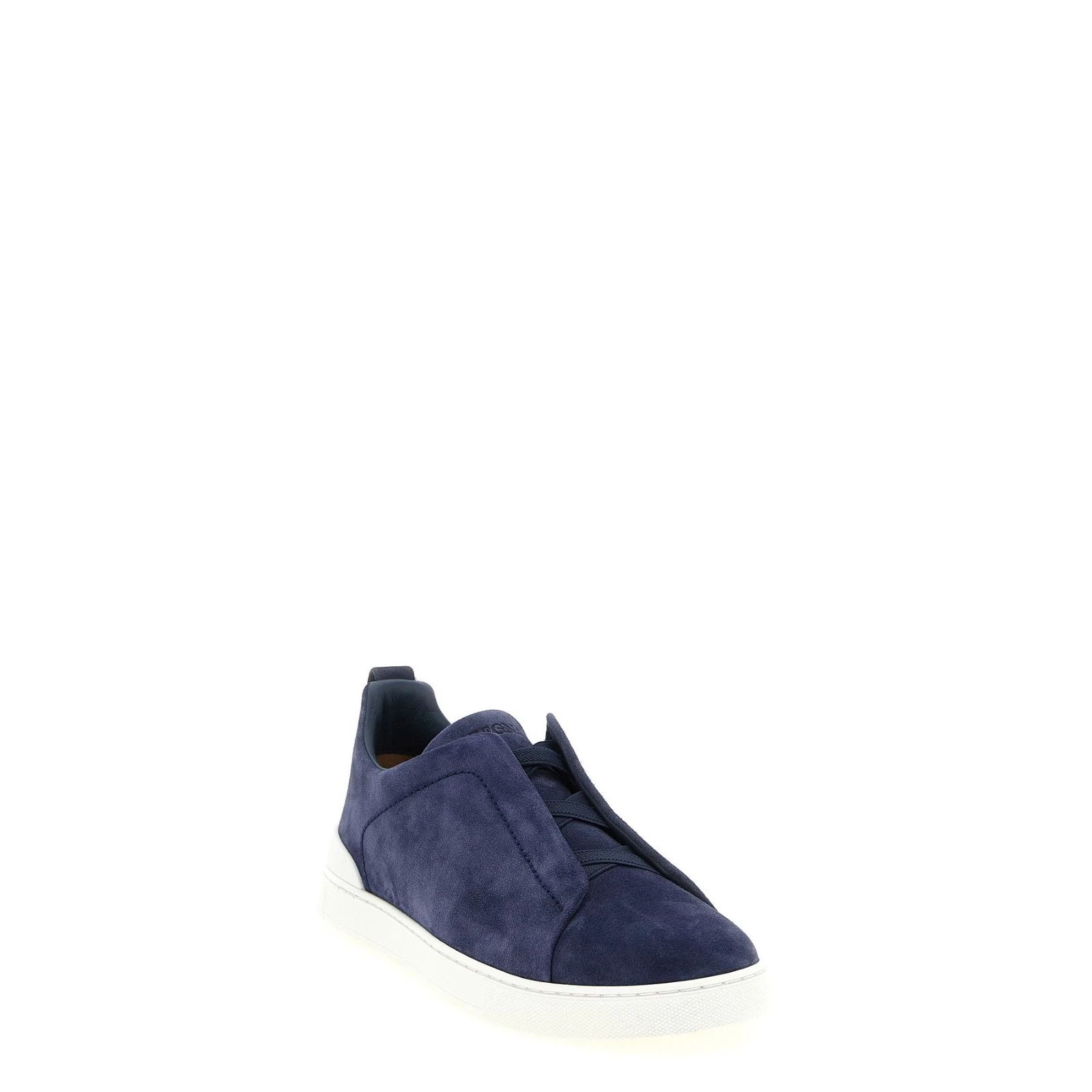 ZEGNA Triple Stitch Blue Suede Low Top Sneakers New (Men's s