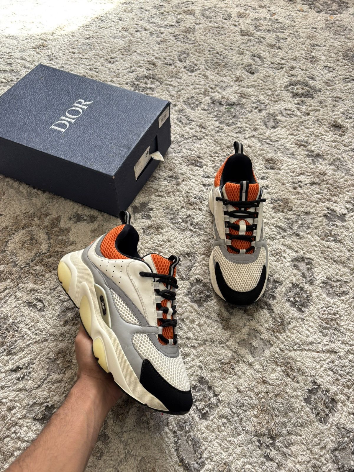 Dior Dior B22 Orange / Grey / White Sneakers Size US 12 / EU 45 - 1 Thumbnail