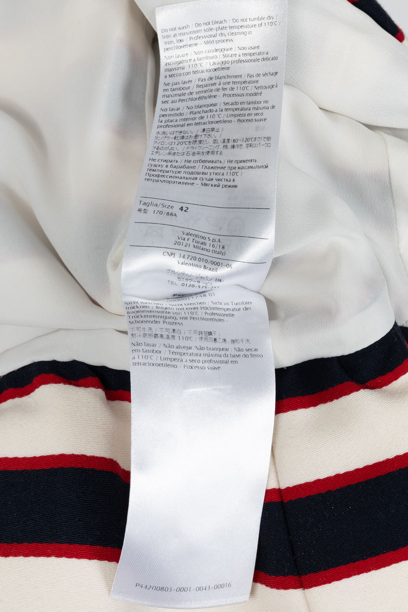 Valentino Valentino White & Navy Striped Wool & Silk Peplum Jacket Size M / US 6-8 / IT 42-44 - 11 Thumbnail