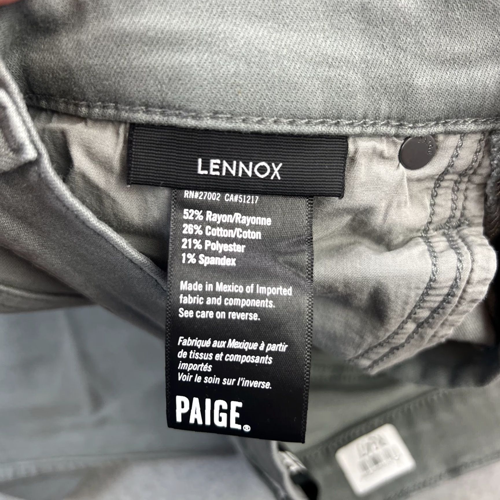 Paige Paige Lennox Jeans Mens 29 Gray Slim Fit Stretch Five Pocket Denim Pants Size US 29 - 6 Thumbnail