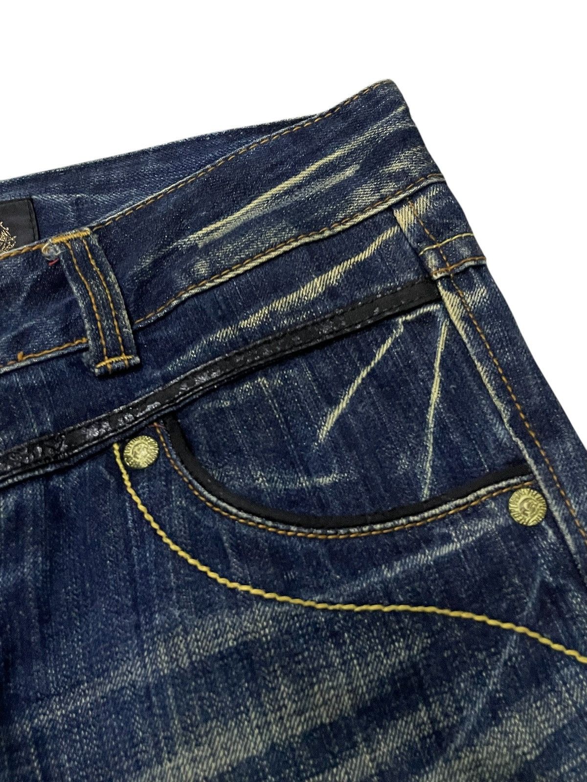 Japanese Brand × LOWBOX × semanticdesign Red Pepper Japan Leather Feather Wings Mud Wash Flare Jeans Size US 30 / EU 46 - 14 Thumbnail