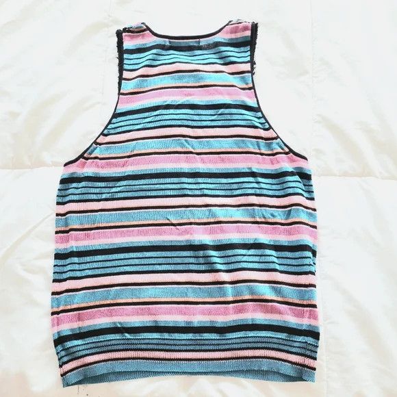 Nanette Lepore Multicolor Striped Tassel Crochet Knit Tank Spring Summer Size S / US 4 / IT 40 - 8 Thumbnail