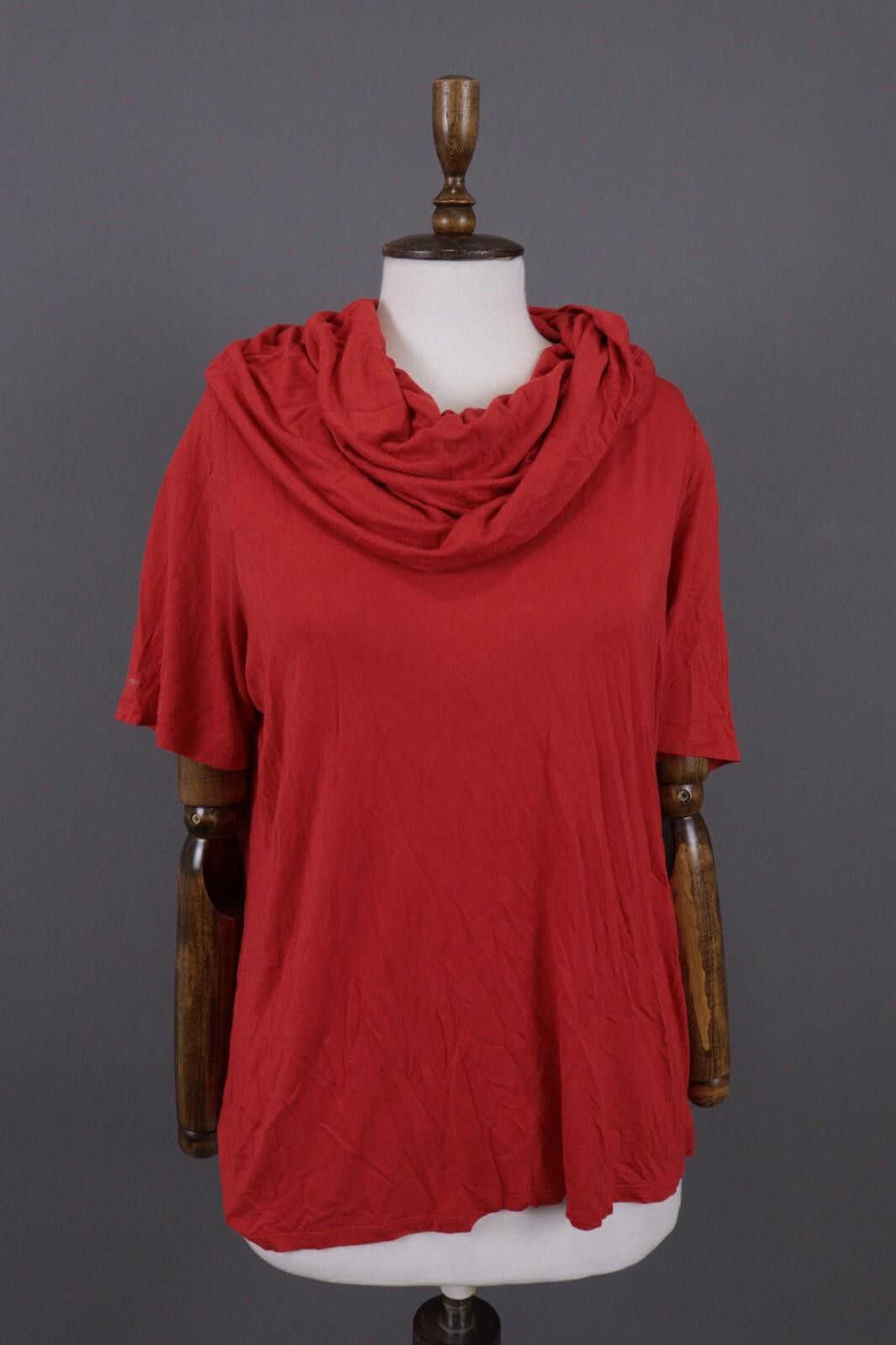 Polo Ralph Lauren Laurel by Escada Red Cowl Neck Short Sleeve Summer Top Shirt Size M / US 6-8 / IT 42-44 - 1 Thumbnail