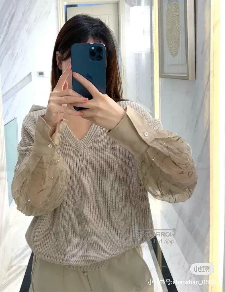 Brunello Cucinelli Brunello Cucinelli Patched Knit Sweater Size XS / US 0-2 / IT 36-38 - 9 Thumbnail