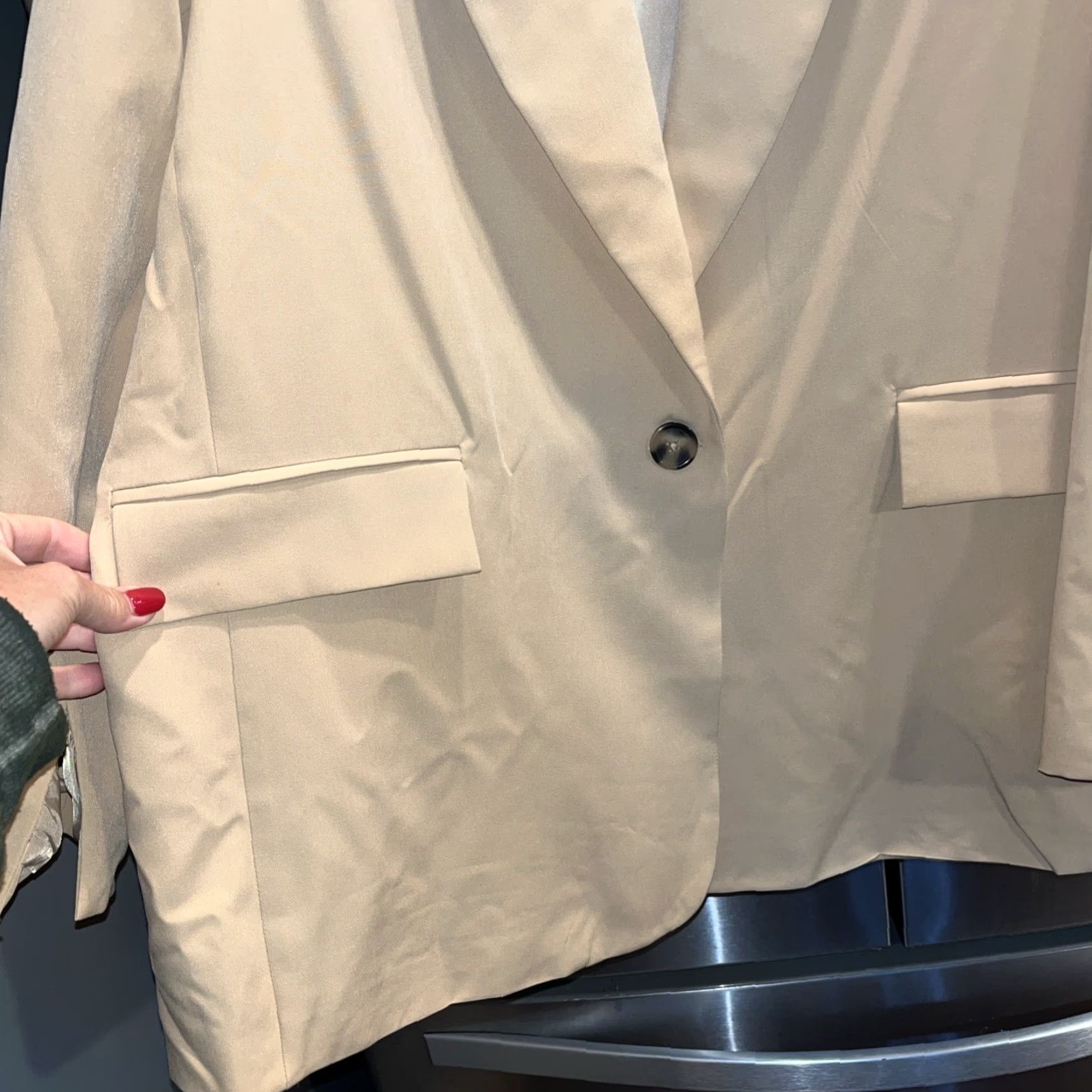Vintage VINTAGE And Now This Tan BLAZER Womens 1XL One Button Lined Career Office Polyester Light Weight Jacket Size XL / US 12-14 / IT 48-50 - 6 Thumbnail
