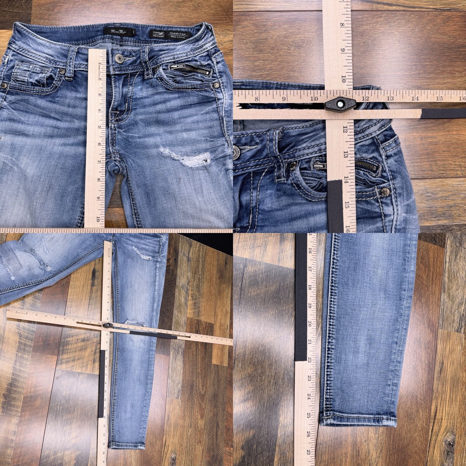 Miss Me Miss Me Jeans Skinny Womens 25X27 Low Rise Distressed Zipper 5-Pocket Denim Blue Size 42" / US 20 - 9 Thumbnail