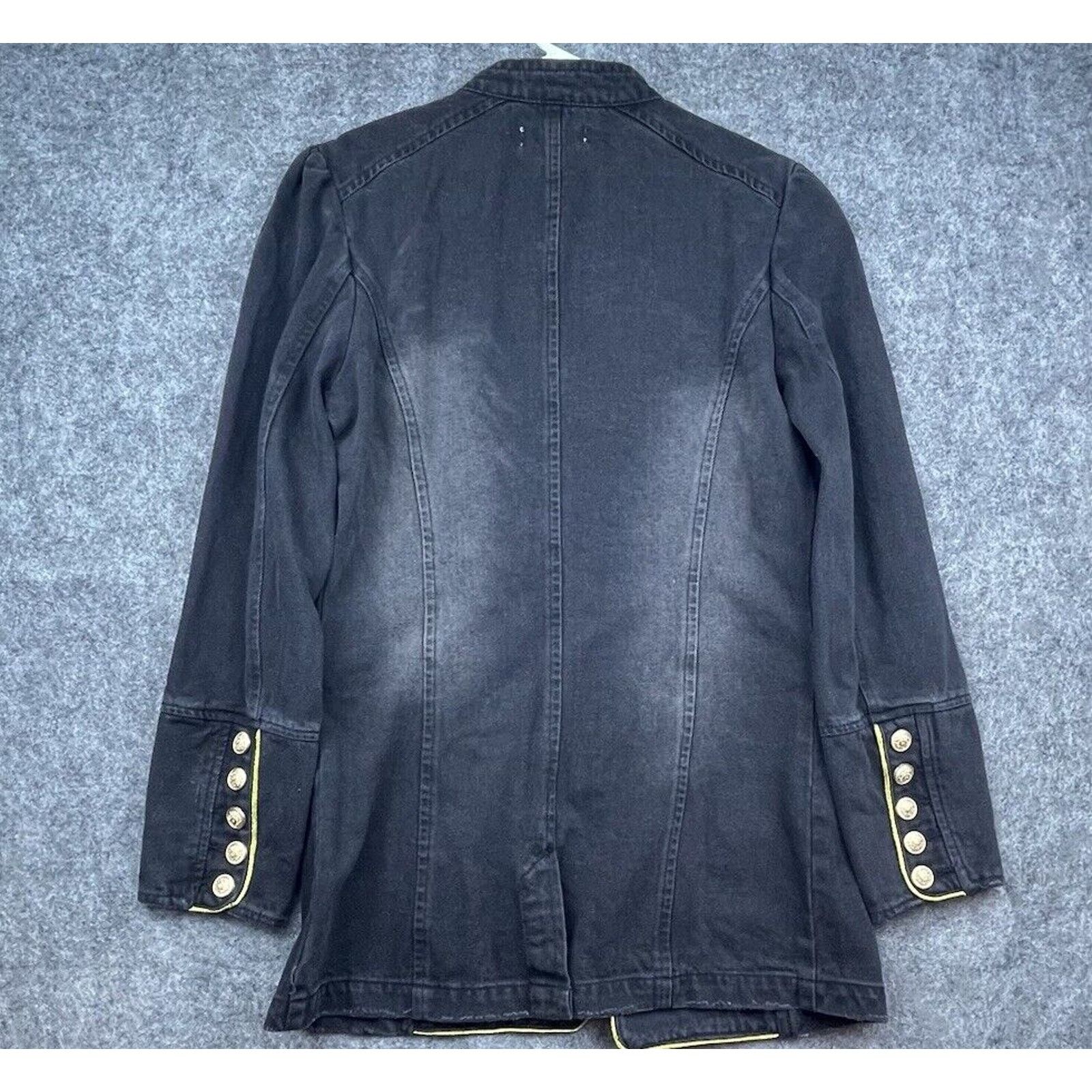 Other Indigo Thread Co Jacket S Black Denim Gold Buttons Military Size S / US 4 / IT 40 - 2 Thumbnail