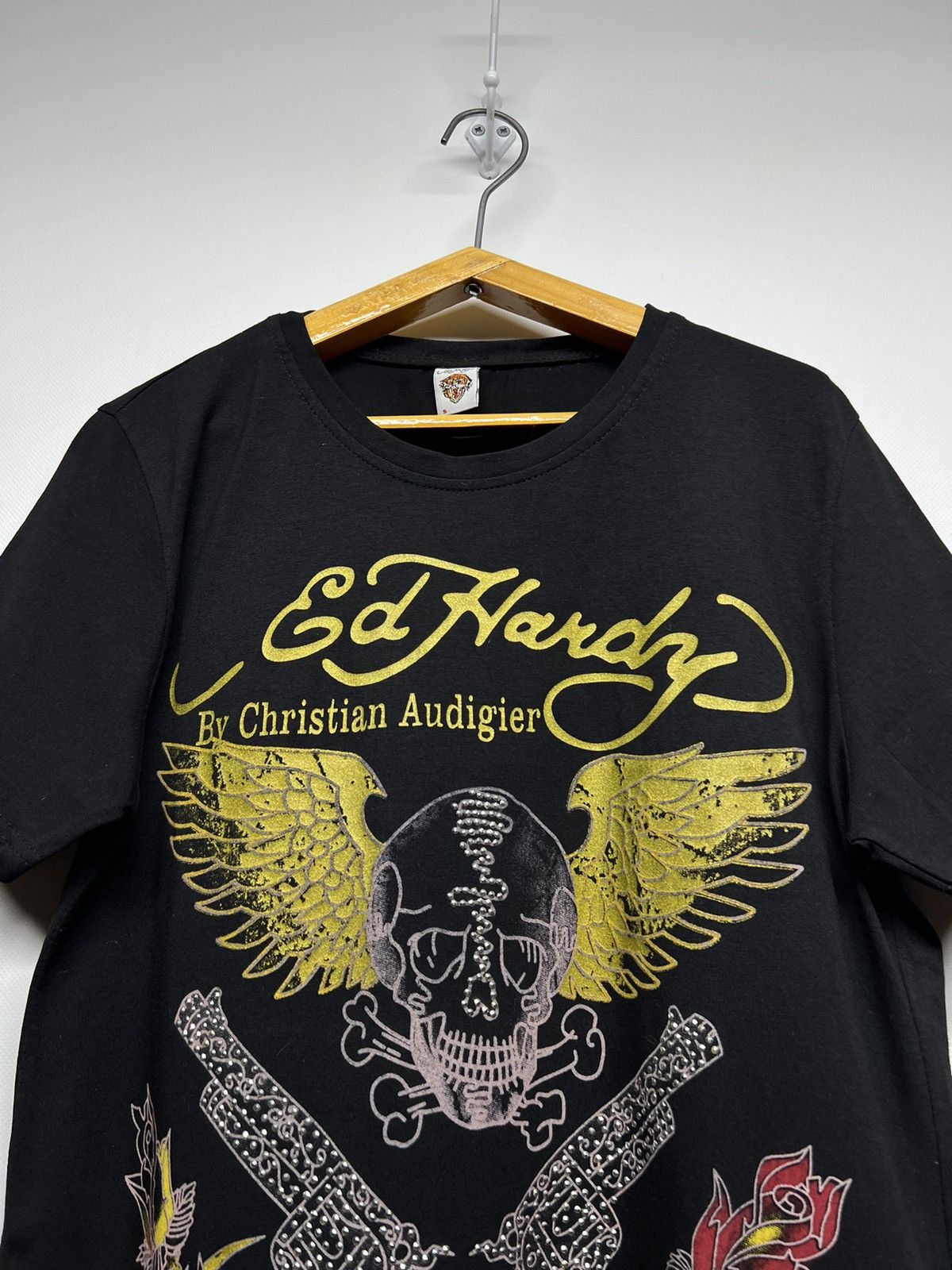 Christian Audigier × Ed Hardy × Vintage Vintage Y2k Ed Hardy Skull Gun ☠️ Big Logo Rare T-Shirt 90’s Size US S / EU 44-46 / 1 - 5 Thumbnail