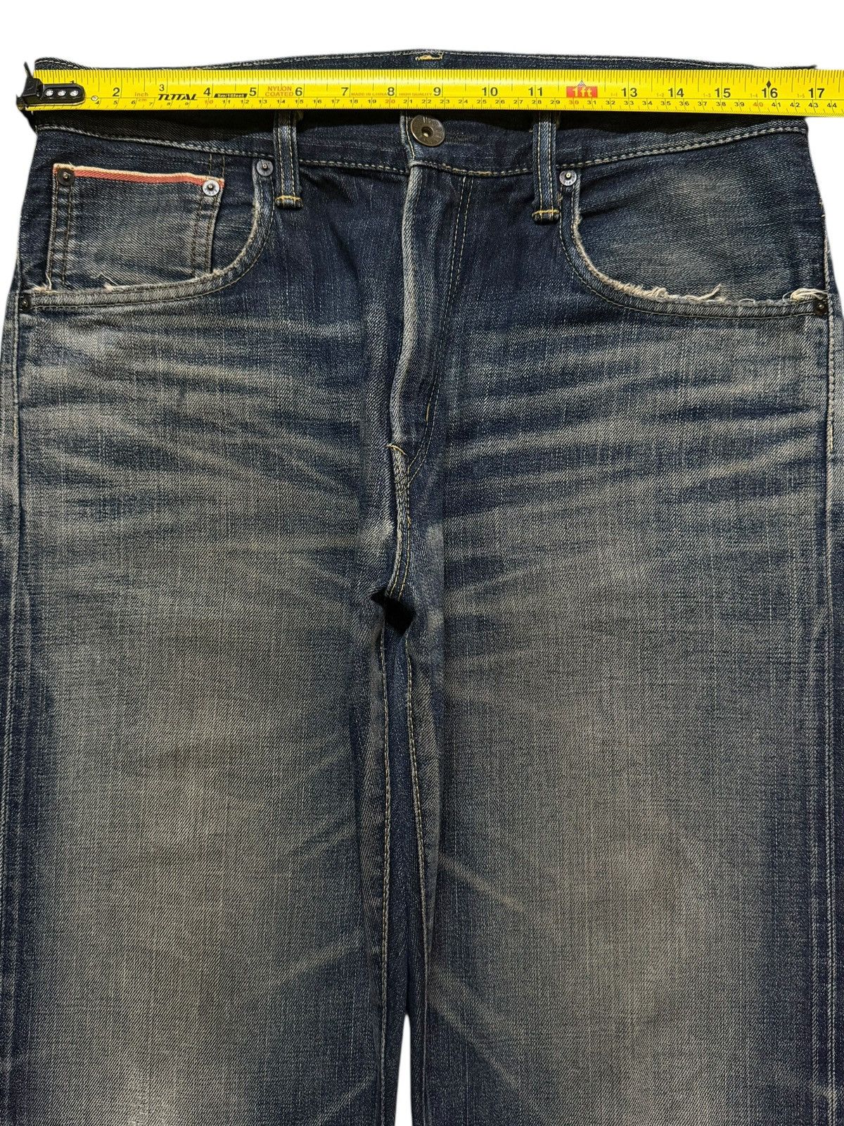 Edwin Vintage 90s Japan Edwin 505z Selvedge Faded Whisker Straight Size US 33 - 12 Thumbnail