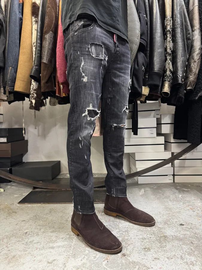Designer × Dsquared2 × Vintage AW2017 DSquared2 Grey Distressed Denim Jeans Size US 33 - 3 Thumbnail