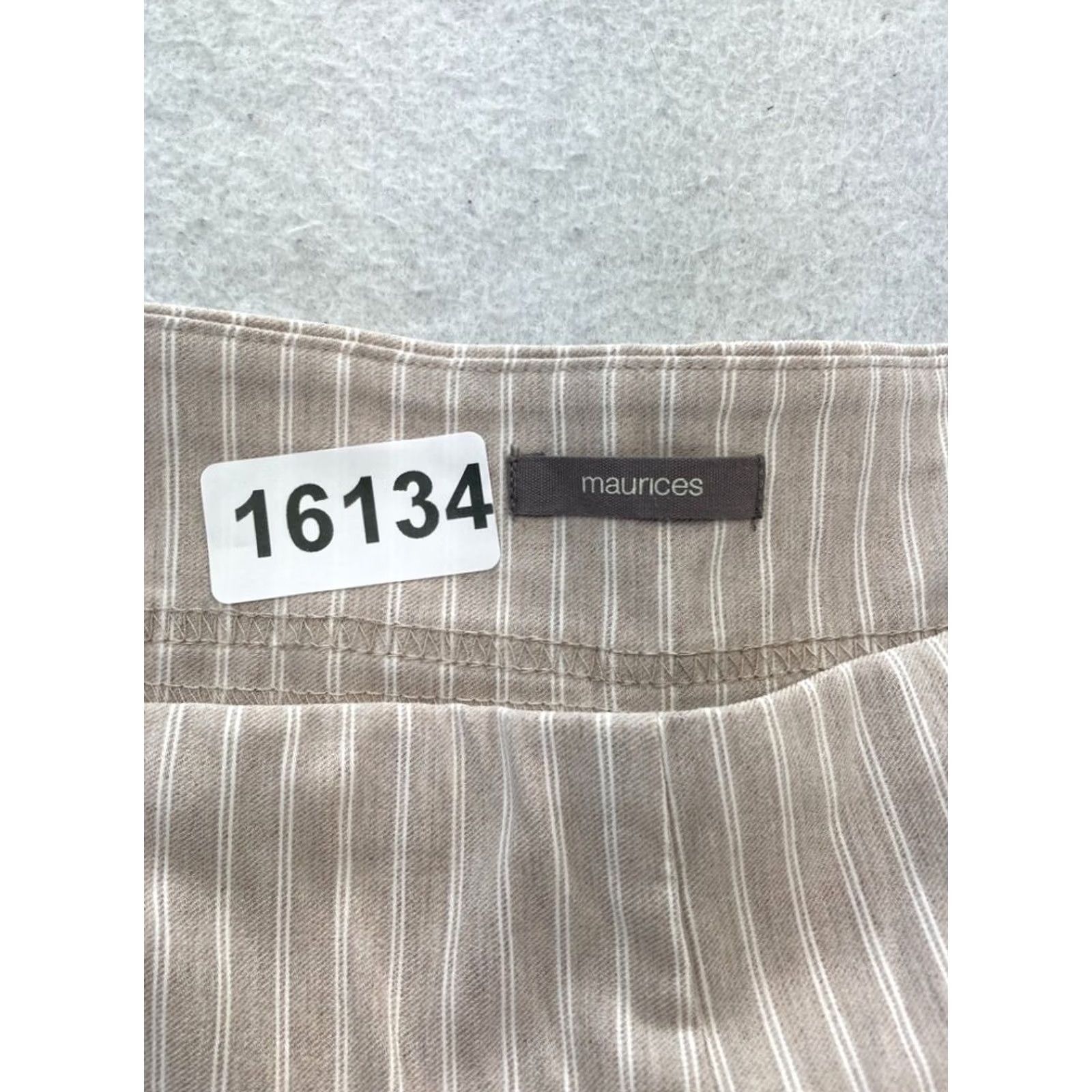 Vintage Maurices Pants Women's Large Bengaline Crop Brown Striped High Rise Pull On NWT Size 25" / US 0 / IT 36 - 4 Thumbnail