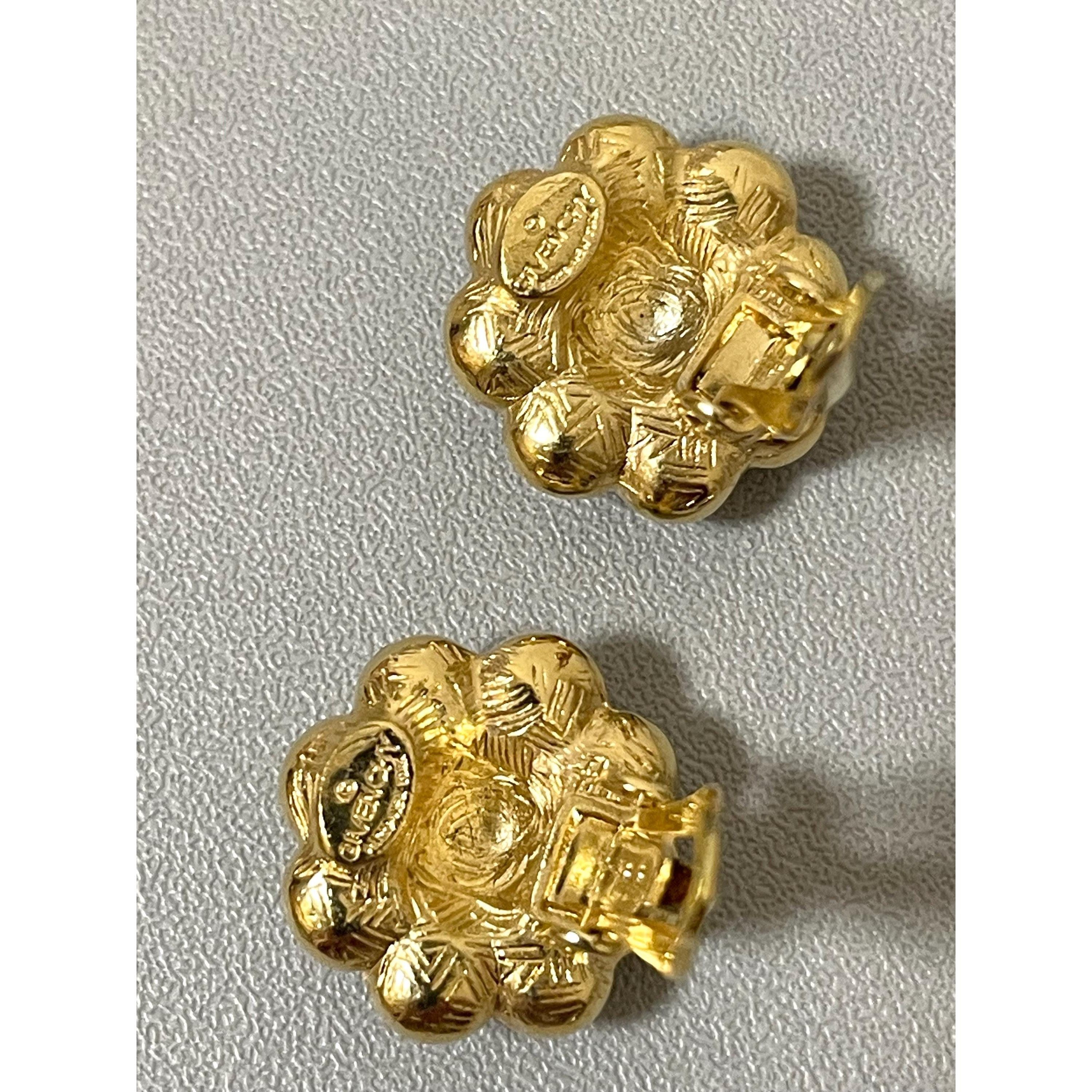 Givenchy Vintage Givenchy golden flower earrings with faux pearls Size ONE SIZE - 6 Thumbnail