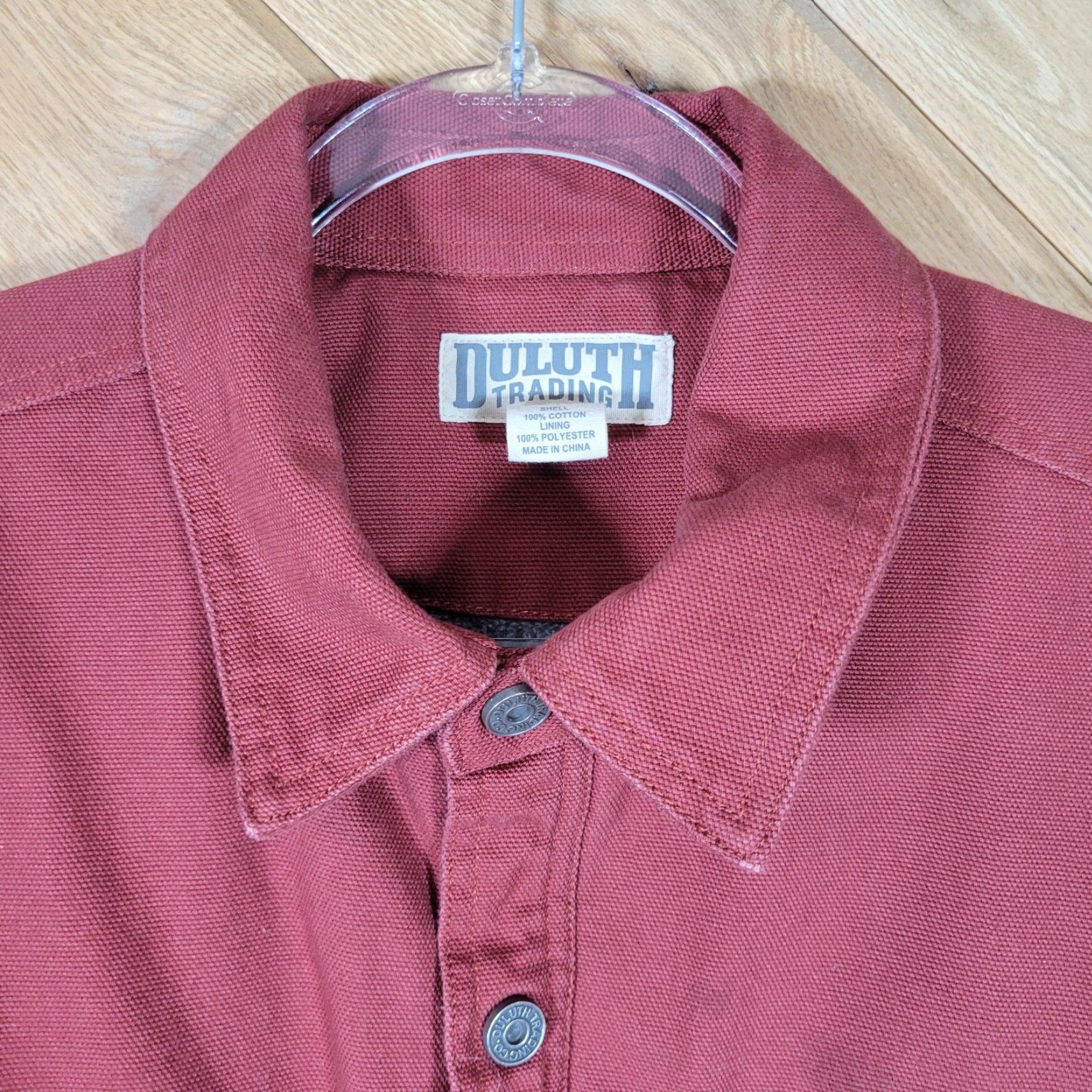 Vintage Duluth Men XLT Shacket Jacket Maroon Lined Fleece Polyester Heavy Canvas Winter Fall Spring Shacket Size US XL / EU 56 / 4 - 3 Thumbnail