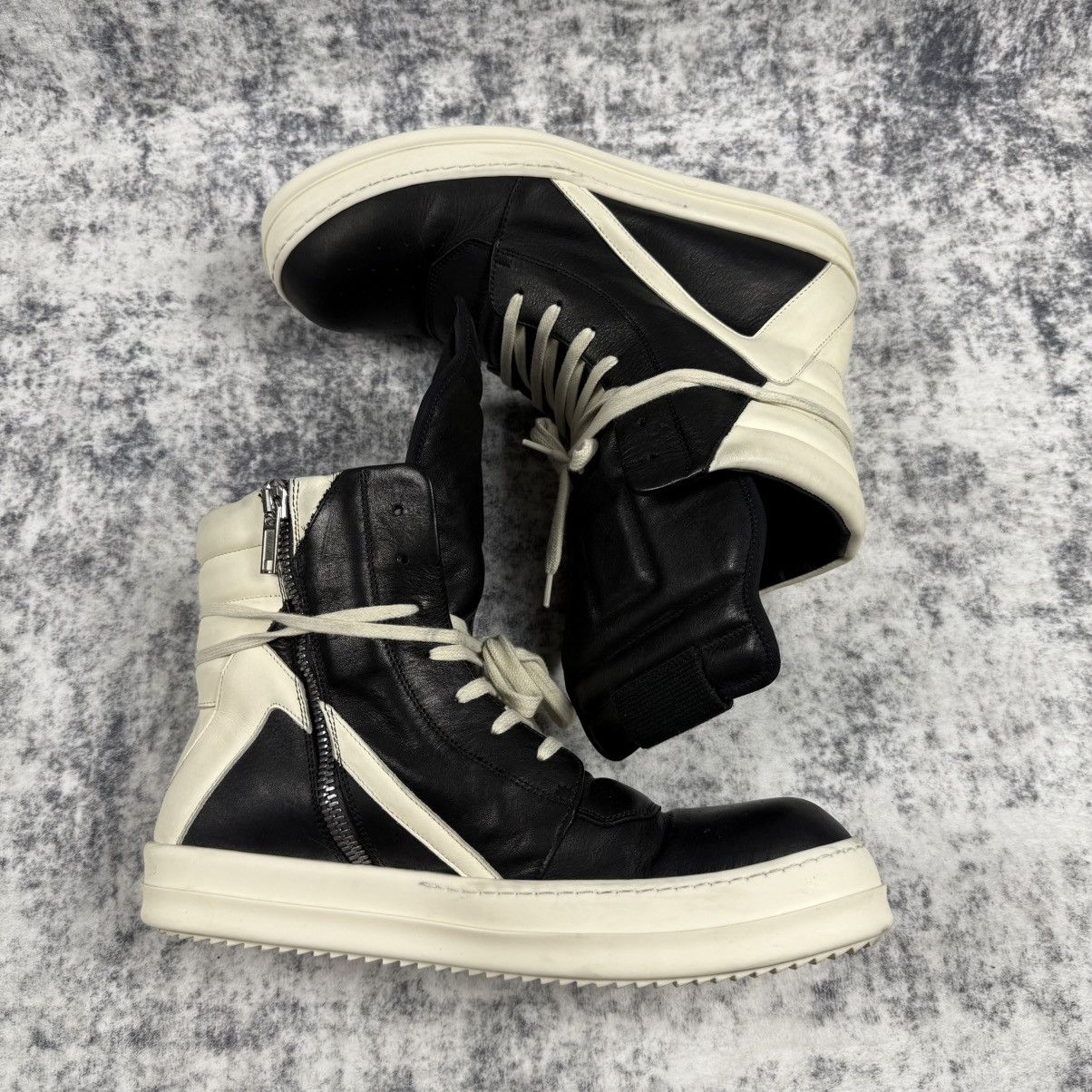 Rick Owens Rick Owens Leather ‘Black/Milk’ Geobaskets Size US 11 / EU 44 - 3 Thumbnail