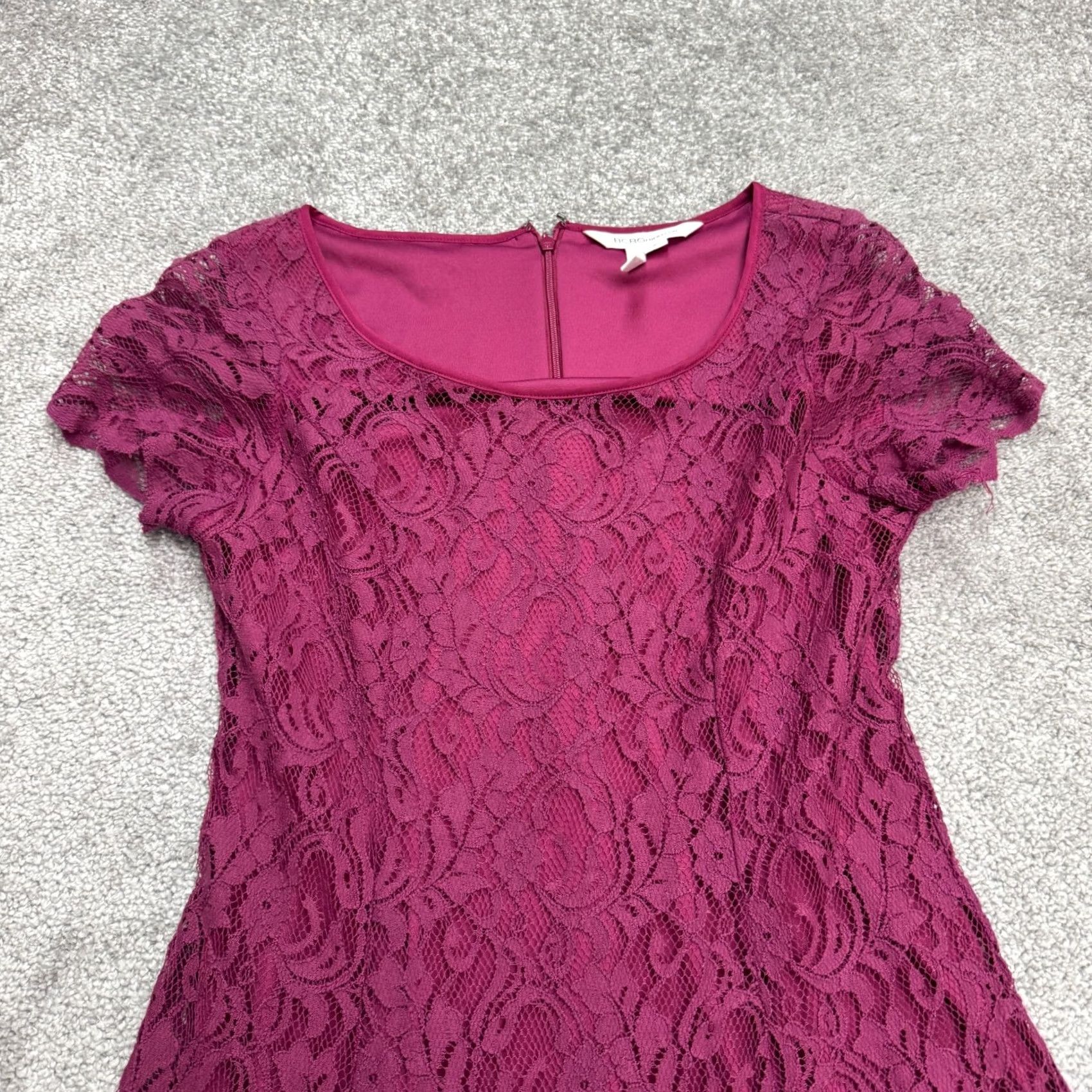 BCBGeneration BCBGeneration Dress Mini A-Line Pink Floral Lace 6 Womens Lined Short Sleeve Size M / US 6-8 / IT 42-44 - 2 Thumbnail