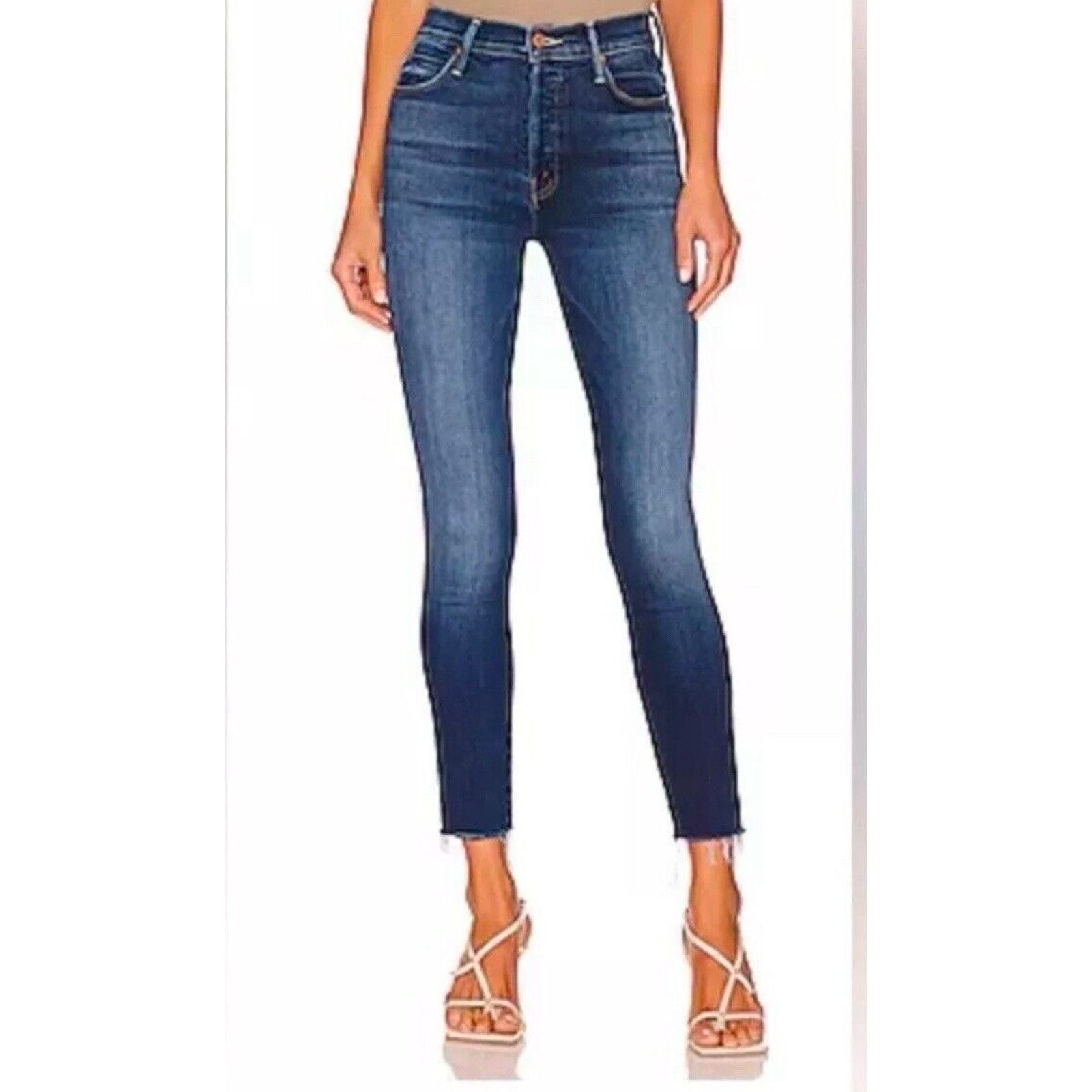 MOTHER MOTHER The Stunner Ankle Fray Jean Womens 25 Dark Skinny Size 25" / US 0 / IT 36 - 1 Thumbnail