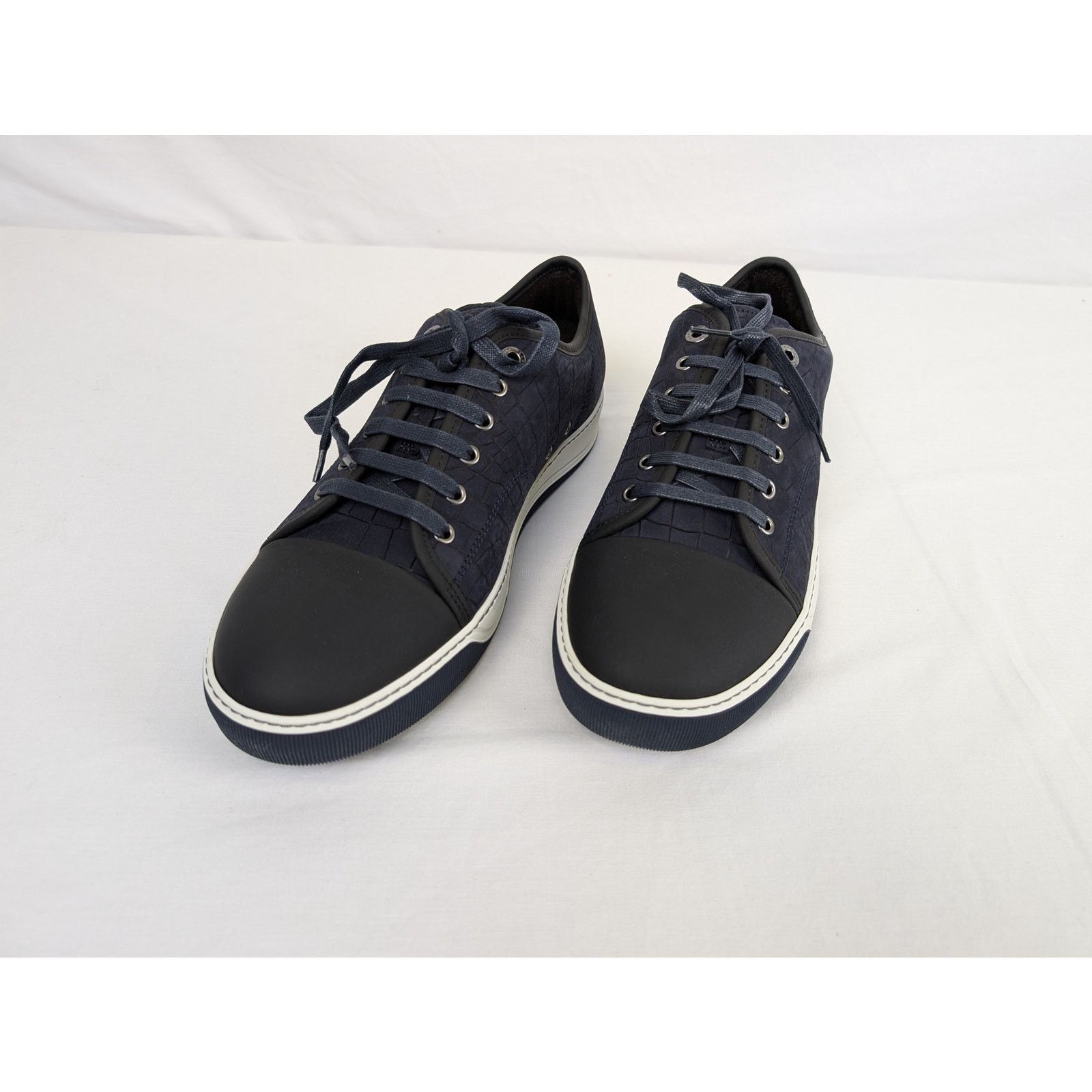Lanvin o1rshd1 Embossed Nubucked Calfskin Low top Sneakers in Blue Size US 8 / EU 41 - 2 Thumbnail