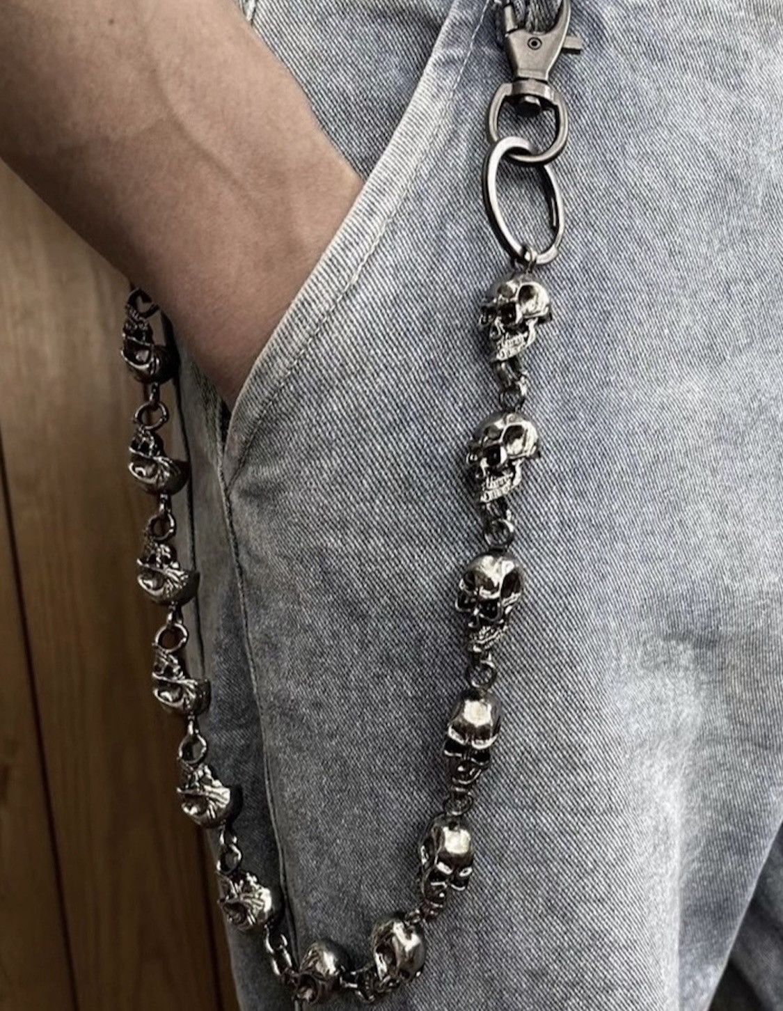 Jewelry Classic Goth Skull Jeans Chain Size ONE SIZE - 3 Thumbnail