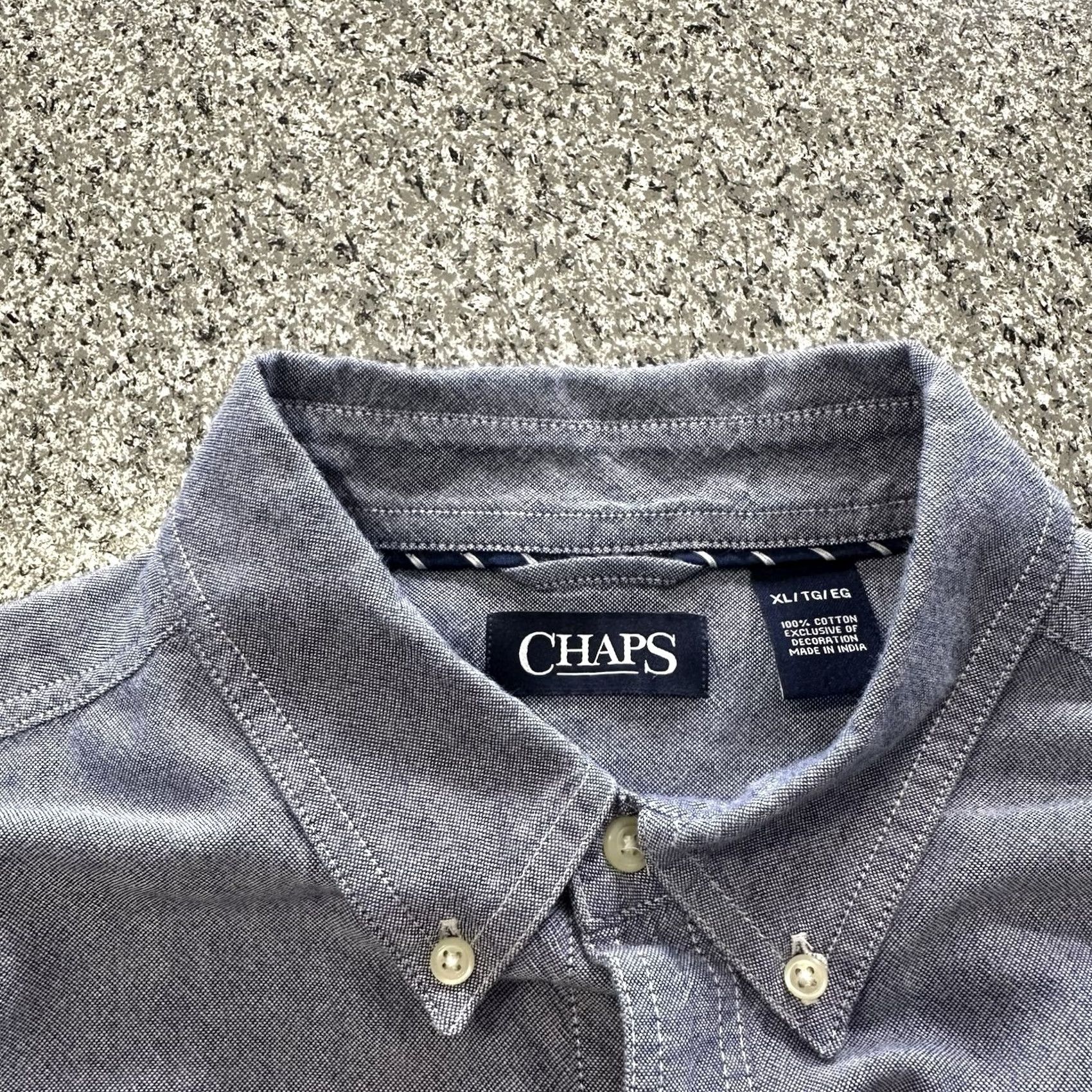 Chaps Chaps Shirt L Long Sleeve Button-Down Collared Twill Herringbone Blue Mens Size US L / EU 52-54 / 3 - 3 Thumbnail