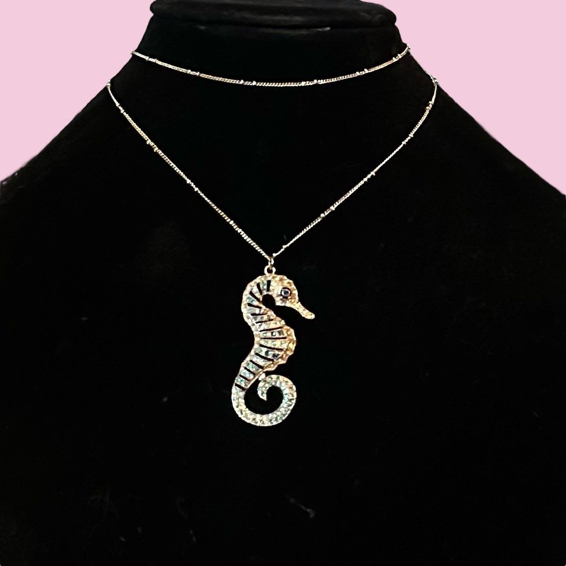 Other Gold tone rhinestone seahorse pendant necklace Size ONE SIZE - 1 Thumbnail
