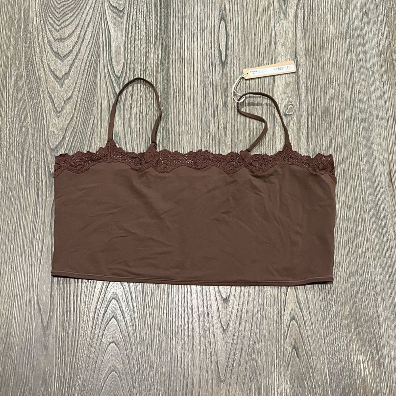 SKIMS Skims Fits Everybody Lace Cropped Cami Top Cocoa 4X Size 4XL / US 24-26 - 1 Thumbnail
