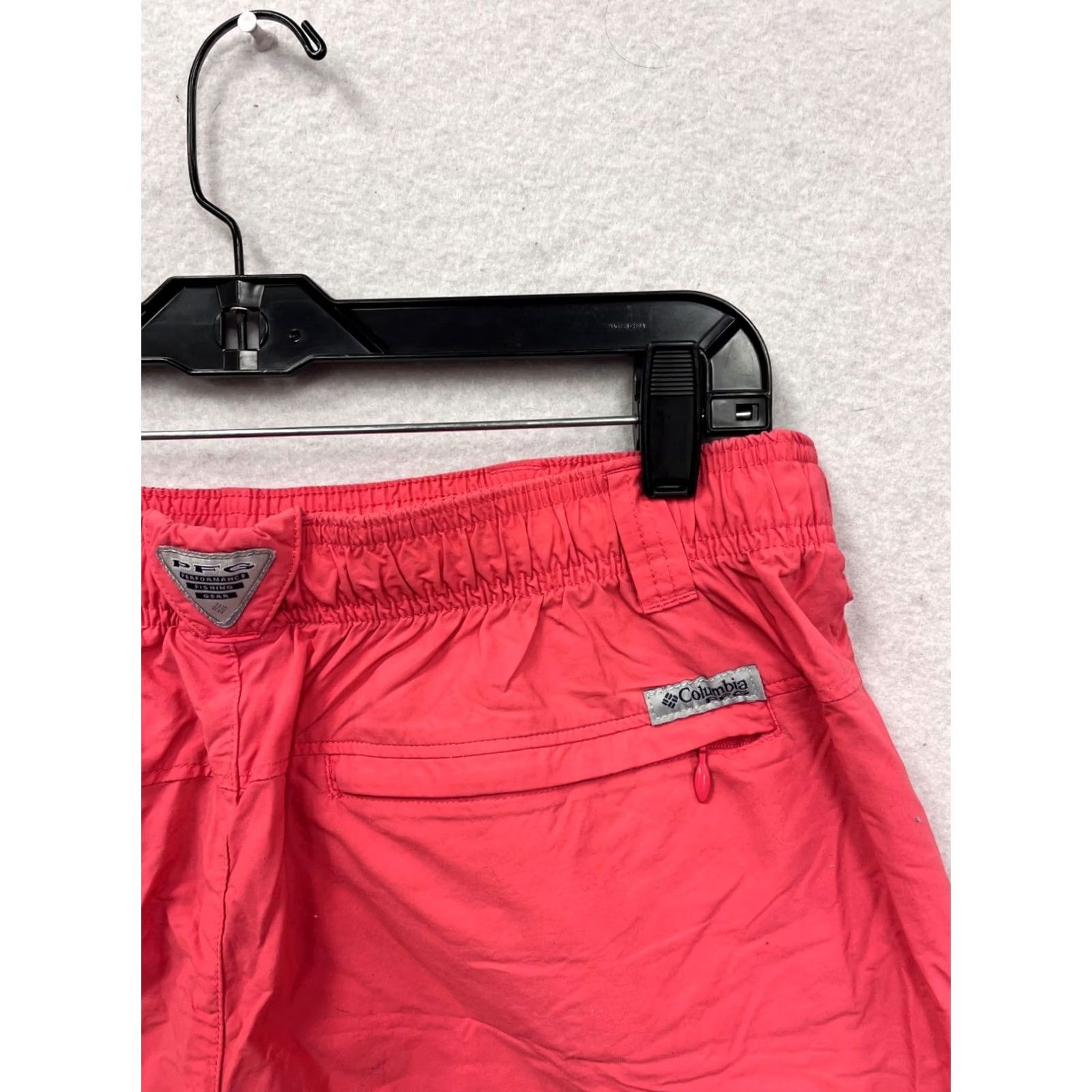 Vintage Columbia Womens Quick-Dry Nylon Shorts Size L Red Athletic Short, Back Pocket, Lightweight, Elastic Waistband, Pre-Owned Like New, Womens L Size 36" / US 14 / IT 50 - 6 Thumbnail