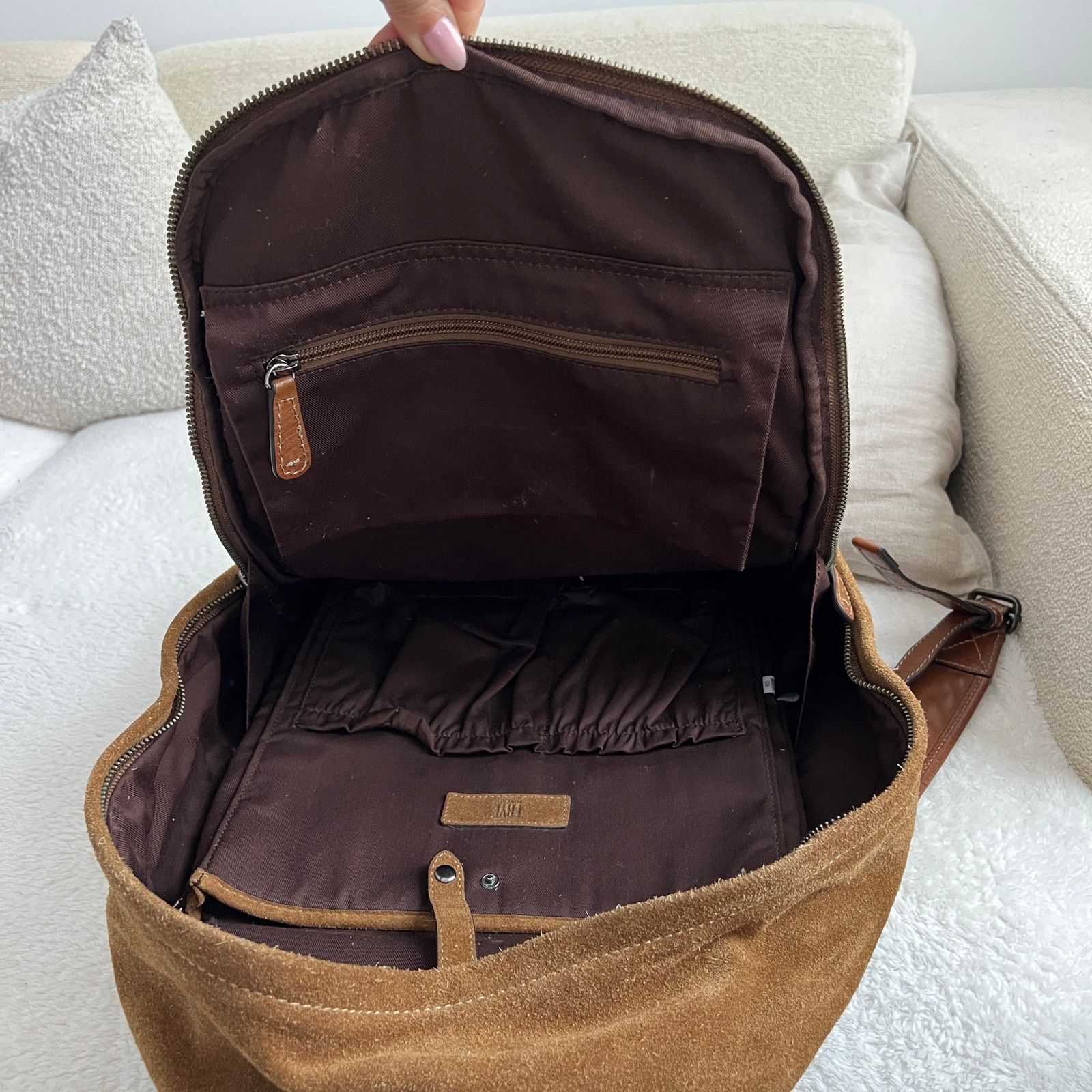 Frye FRYE Chris Suede Leather Backpack Sand Size ONE SIZE - 8 Thumbnail