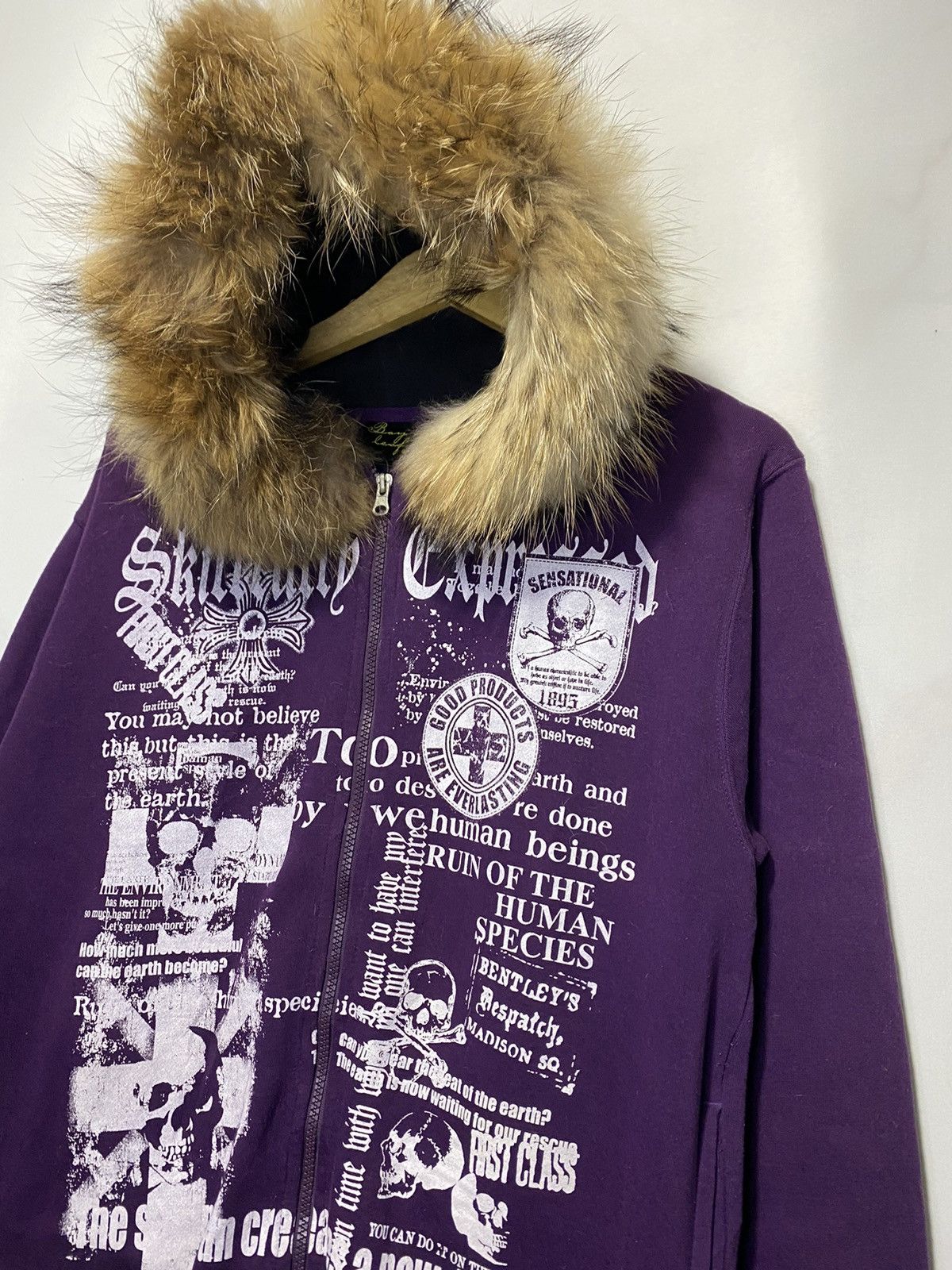 Japanese Brand Vintage Bay leaf skull cross punk sweatshirt fur hoodie Size US L / EU 52-54 / 3 - 2 Thumbnail