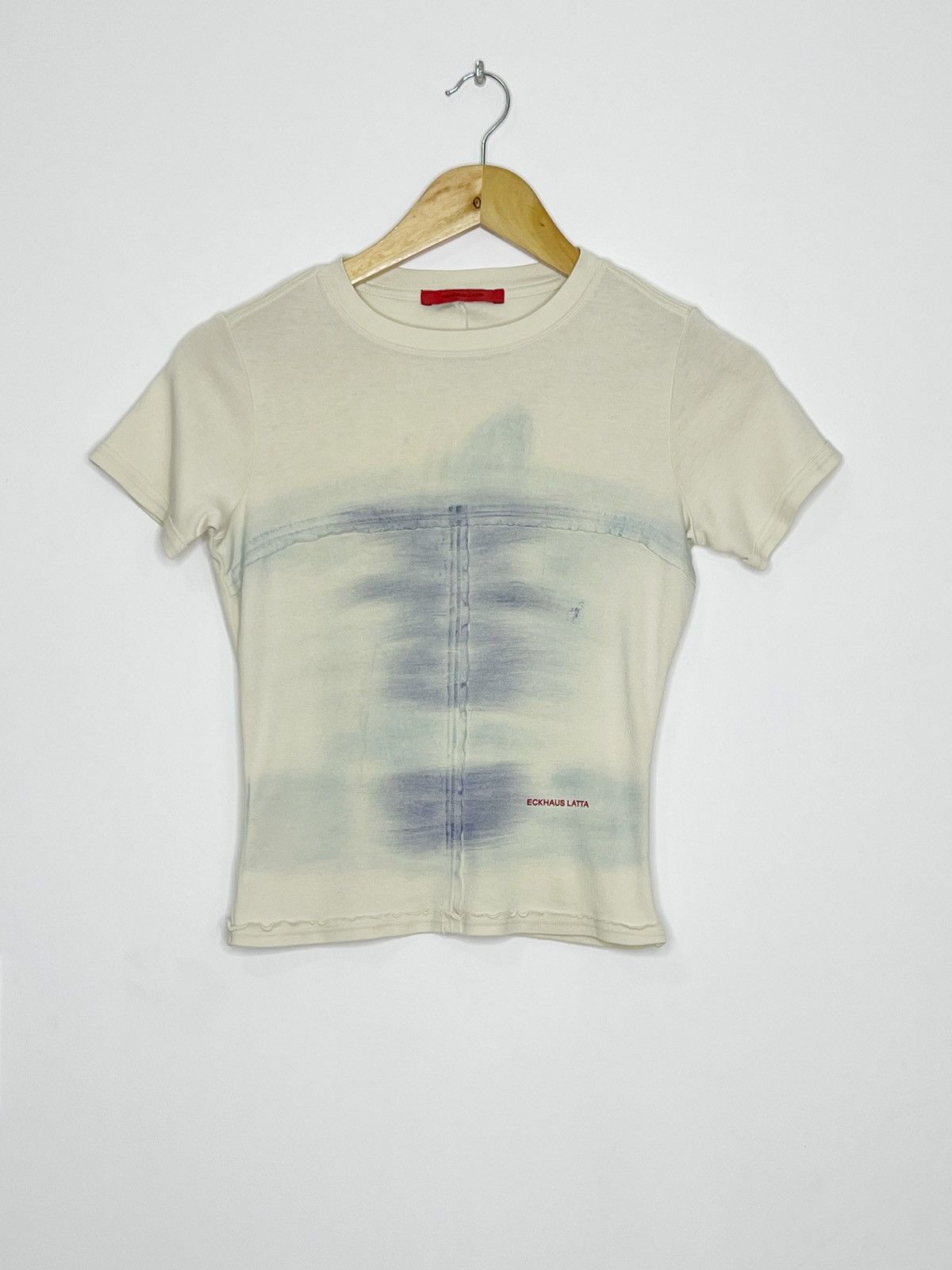 Eckhaus Latta White Stars Lapped Baby Tee