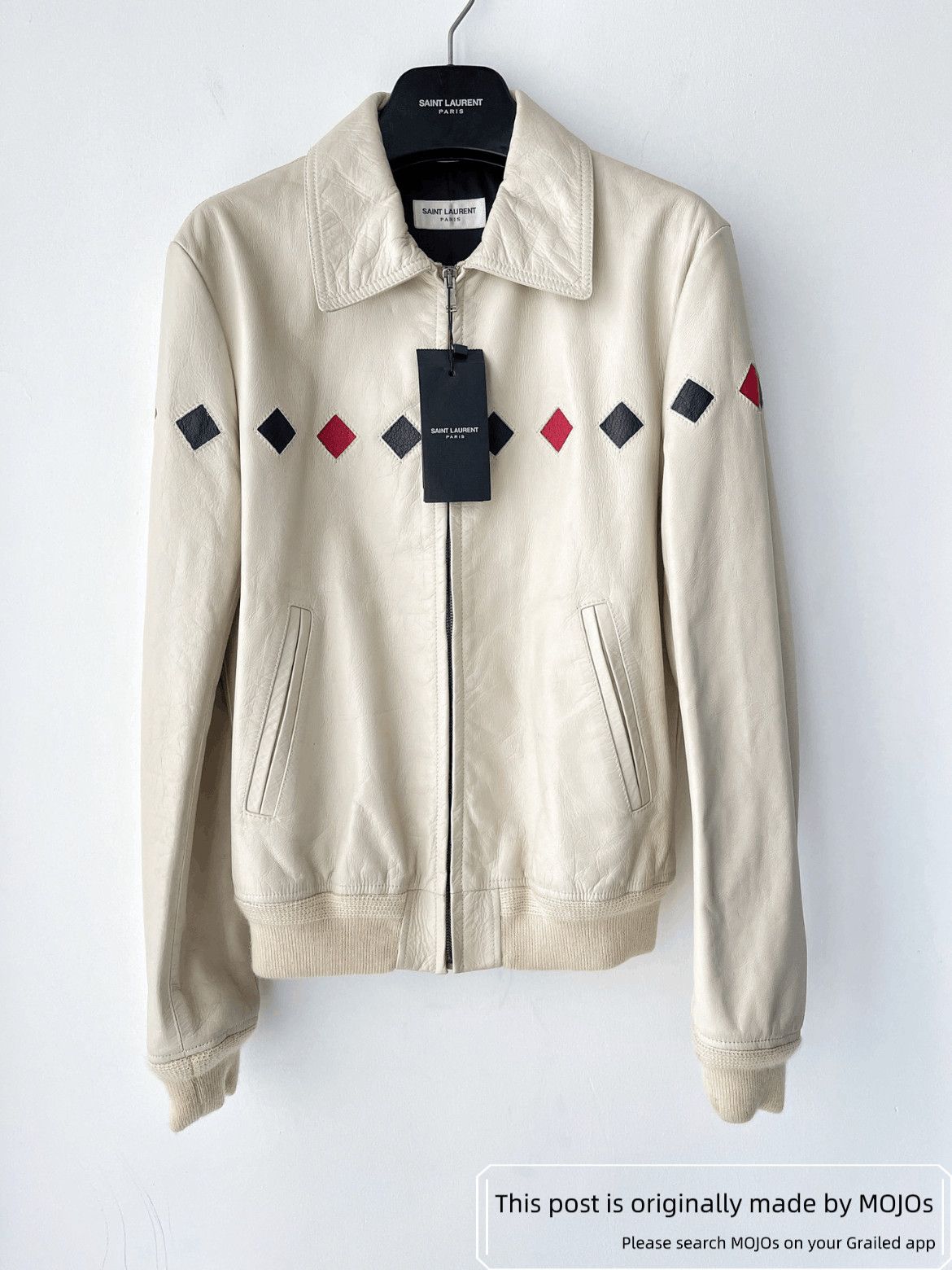 Sz 46 Saint Laurent Paris 18SS Poker Sign Leather Jacket