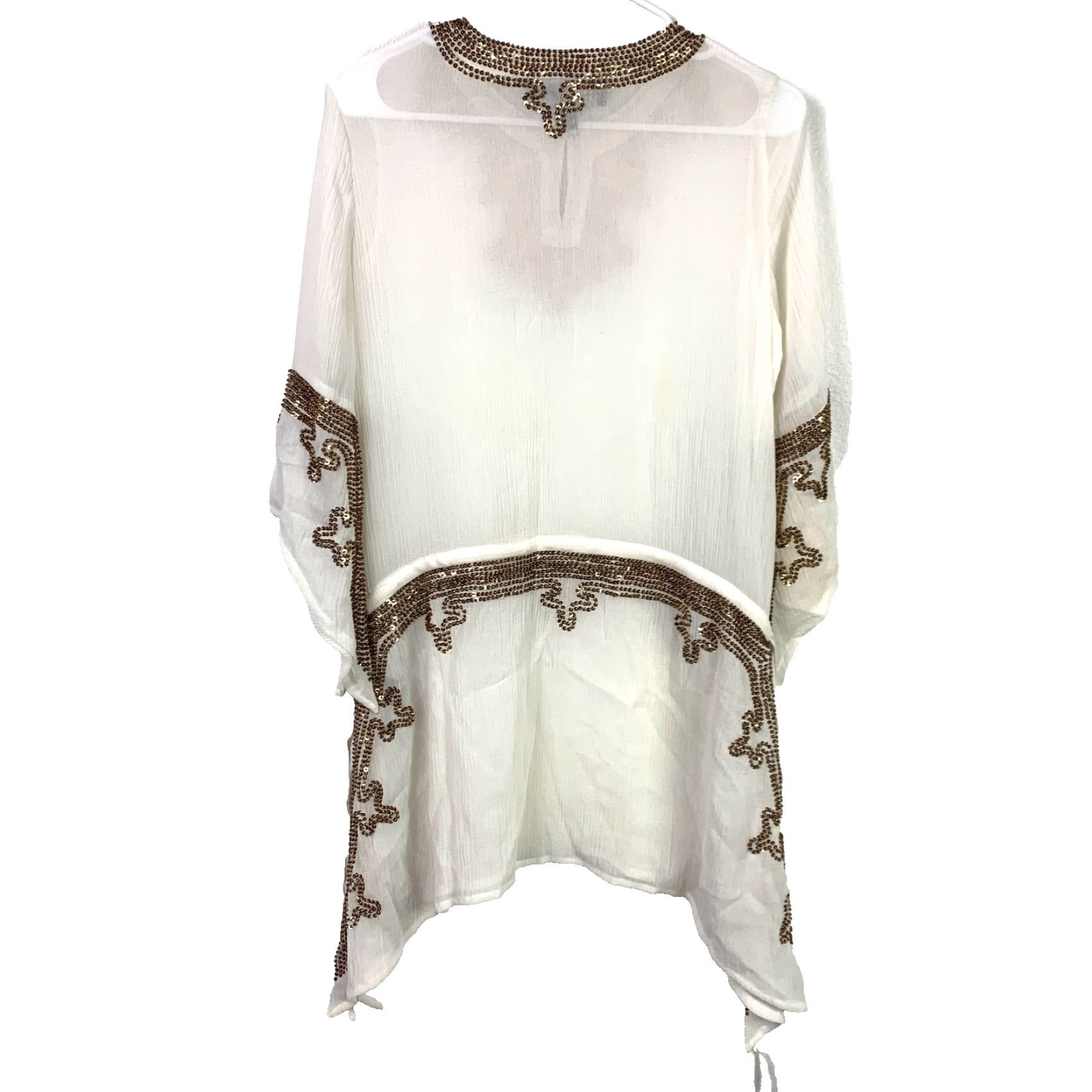 Vintage Colleen Lopez Embellished Sequin Resort Wear Tunic Shirt XS NWT White Party/Cocktail Casual Blouse Womens XS Sequin Accessories NWT Size XS / US 0-2 / IT 36-38 - 7 Thumbnail