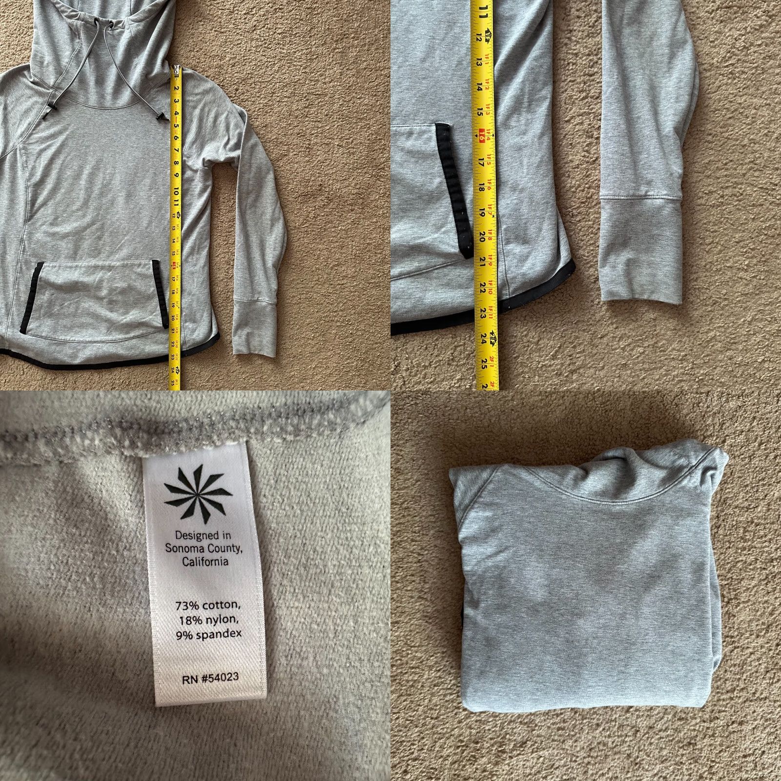 Athleta Athleta Sweatshirt Womens Medium Fleece Pullover High Neck Gray Pockets Size M / US 6-8 / IT 42-44 - 8 Thumbnail
