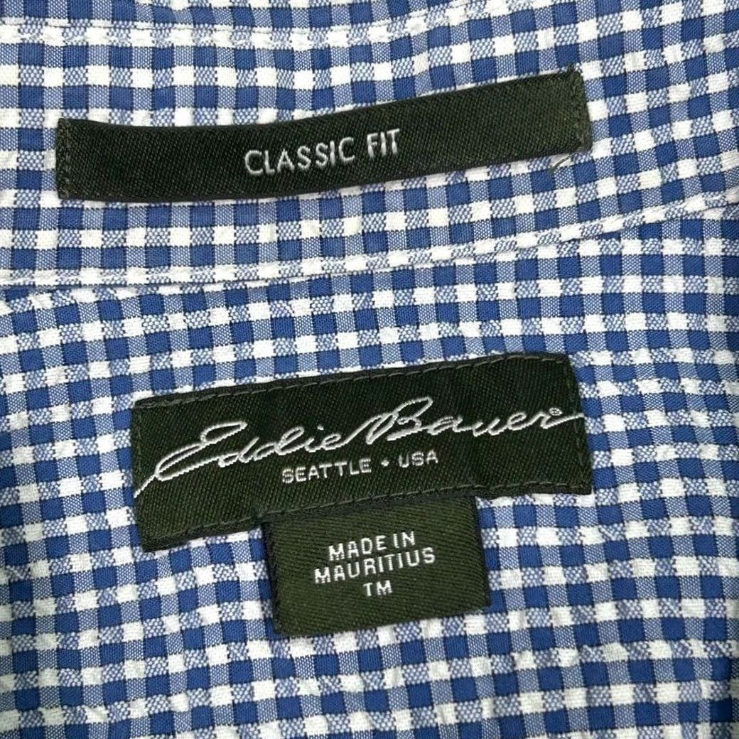 Eddie Bauer Eddie Bauer Men Classic Fit Gingham Short Sleeve Button-Down Shirt M Blue Mens Medium Tall Size US M / EU 48-50 / 2 - 4 Thumbnail
