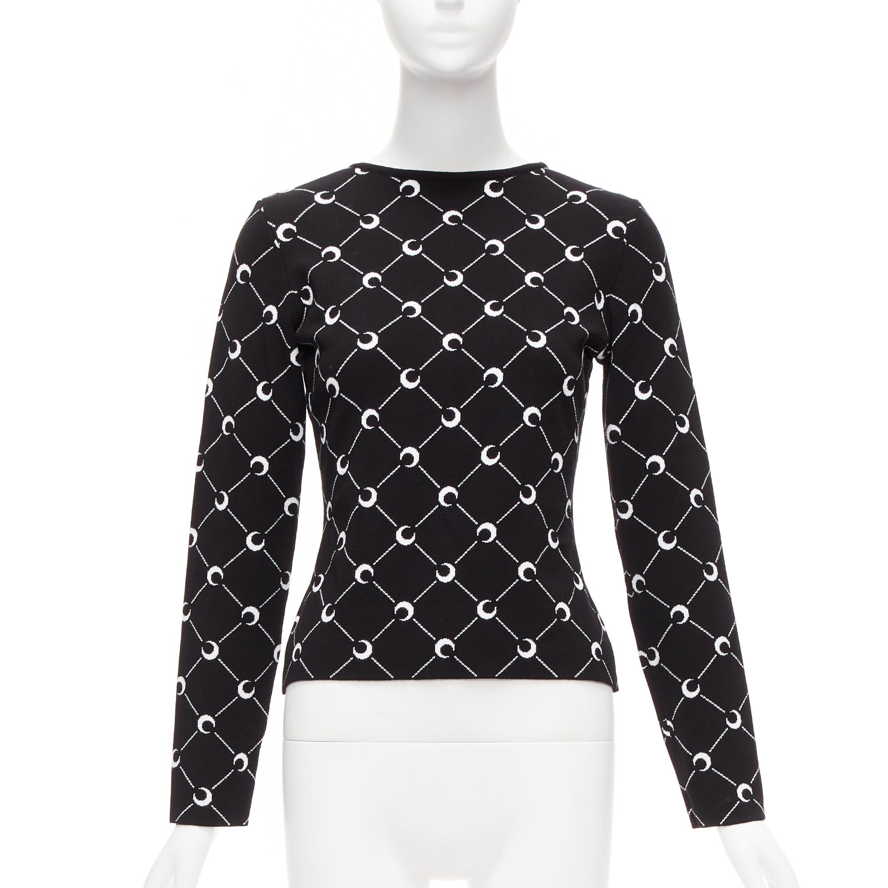 Marine Serre MARINE SERRE 2019 black white Crescent Moon knitted long slevee sweater top M Size M / US 6-8 / IT 42-44 - 1 Thumbnail