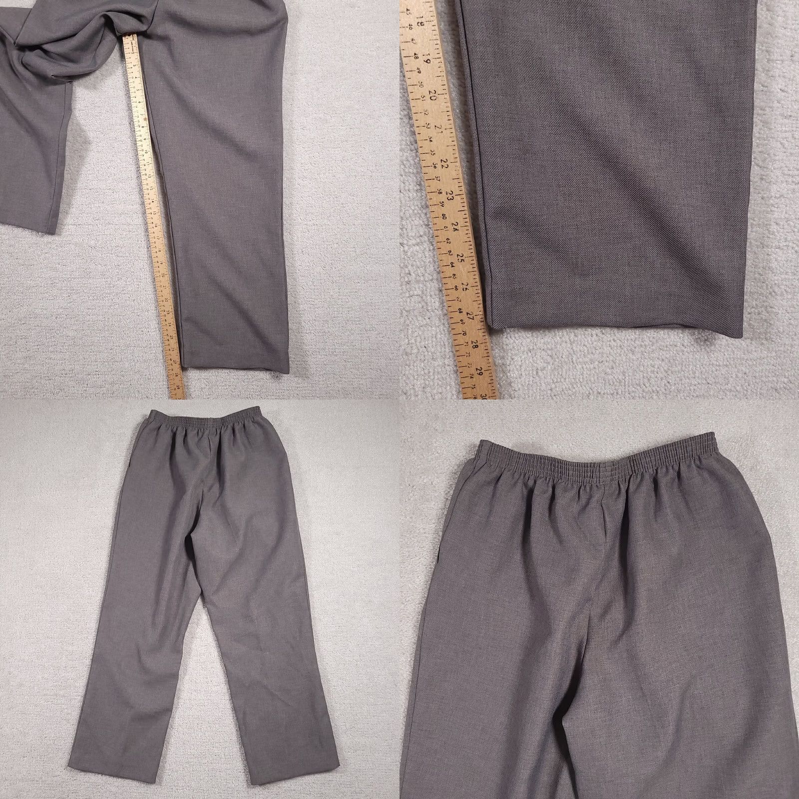 Vintage Alfred Dunner Pants Womens 14 Gray Elastic Waist Pockets 26x27.5 Knit Formal Dress Pants 80s 90s Men? Size 36" / US 14 / IT 50 - 8 Thumbnail