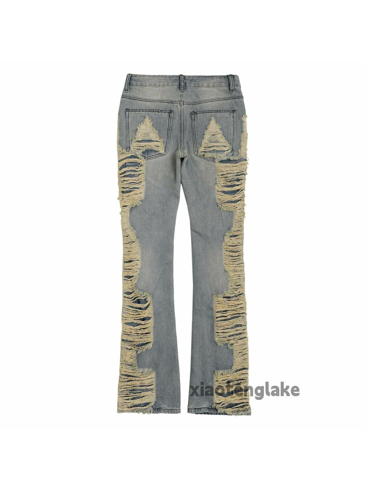 Jean × Vintage washed faded damaged ripped punk grunge flared jeans Size US 30 / EU 46 - 4 Thumbnail