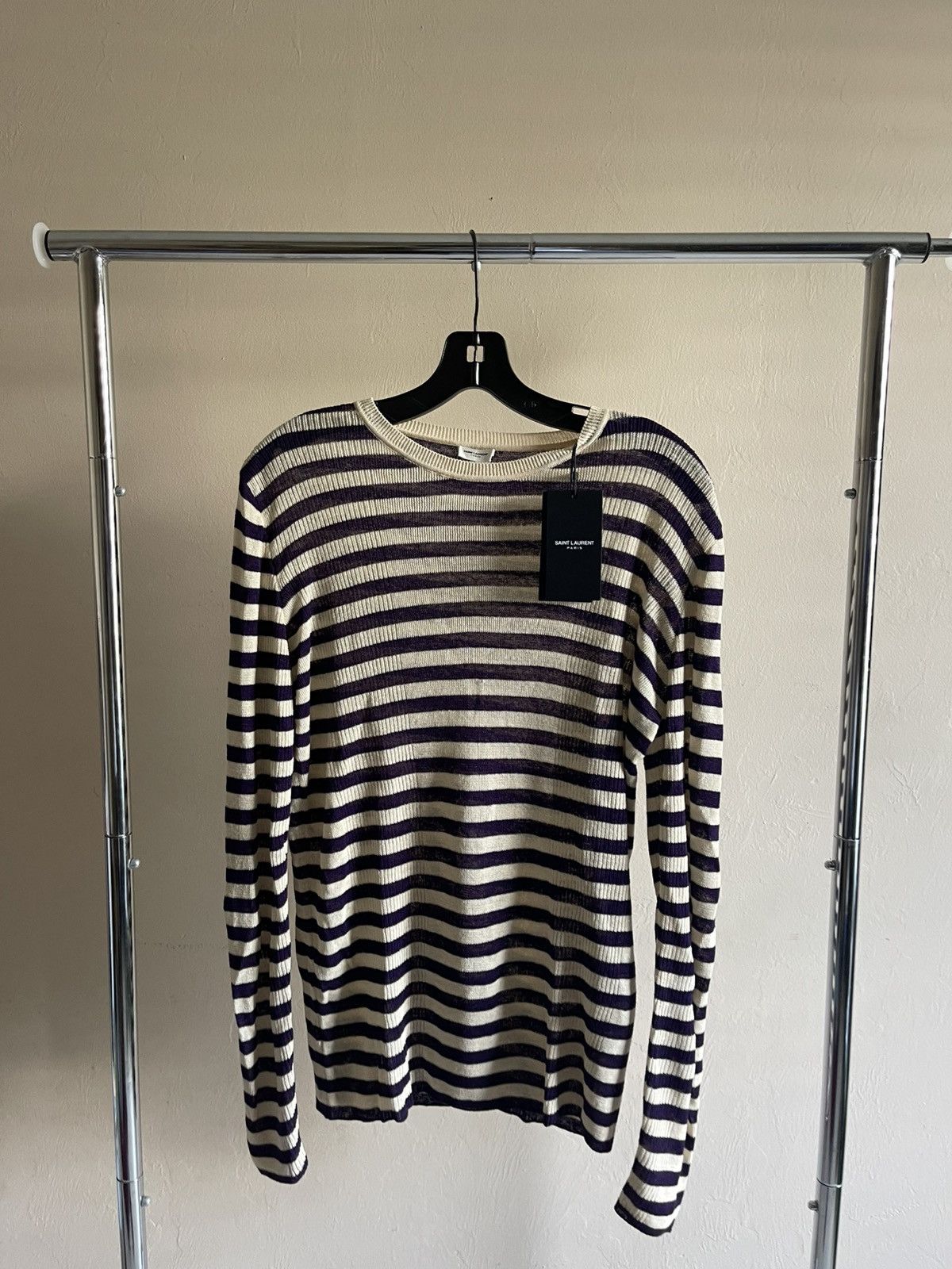 Saint Laurent Paris RRP $1.1K Saint Laurent Striped Ribbed Knit Jumper Size US M / EU 48-50 / 2 - 1 Thumbnail