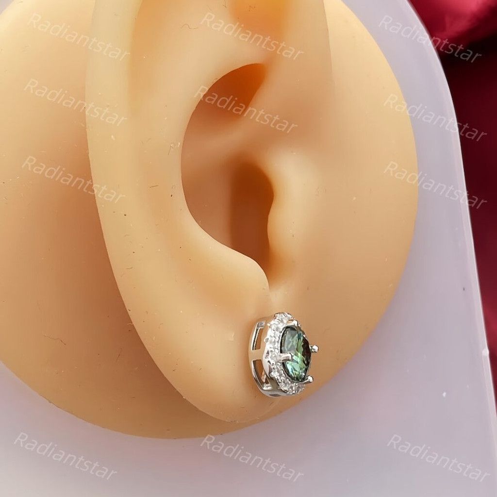 Other NEW 2ct. t.w. Blue Green Moissanite Round Halo Stud Earrings Size ONE SIZE - 6 Thumbnail