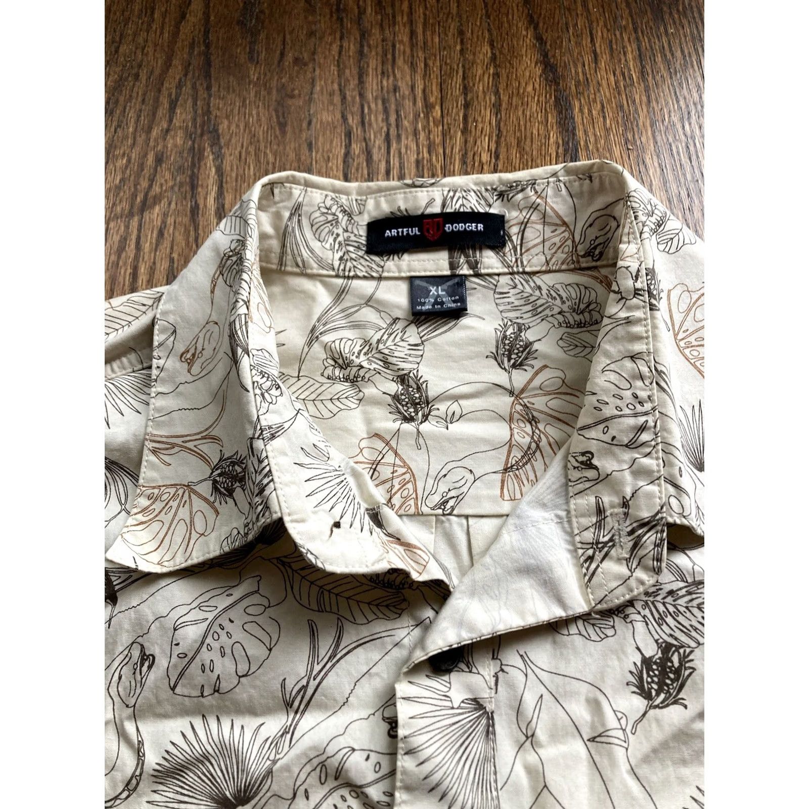 Vintage VINTAGE Artful Dodger Button-Up Shirt Mens XL AOP Embroidered Beige Size US XL / EU 56 / 4 - 5 Thumbnail