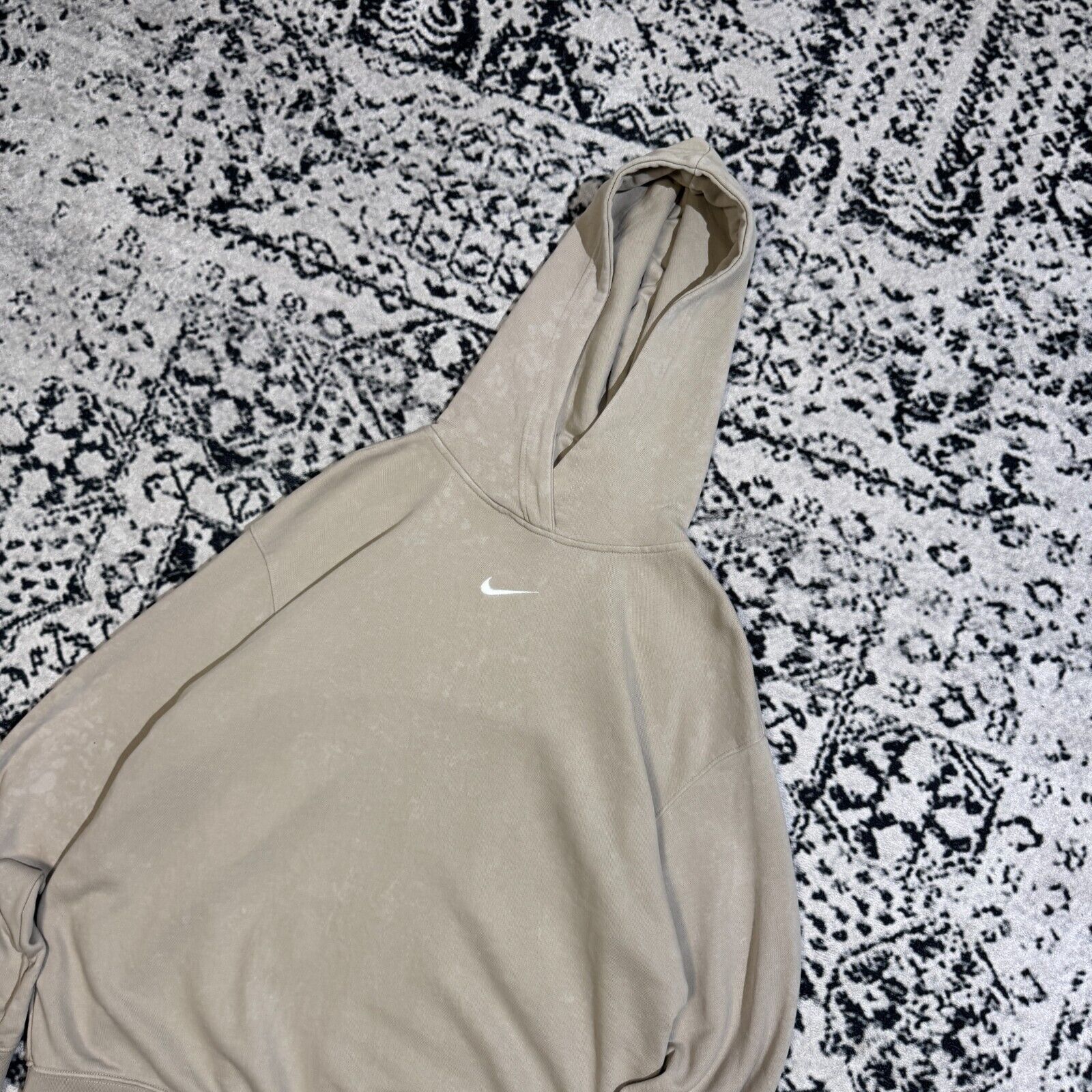 Nike × Vintage Vintage Nike Beige Tan Cotton Hoodie XS Center Swoosh Y2K Size US XS / EU 42 / 0 - 2 Thumbnail