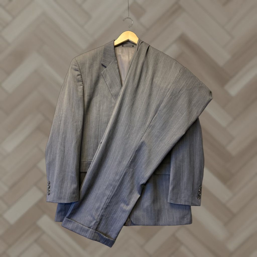 Ralph Lauren VINTAGE Ralph Lauren RLR Suit 2-piece Men Gray Wool Striped 46L Formal Classics Size 46L - 1 Thumbnail