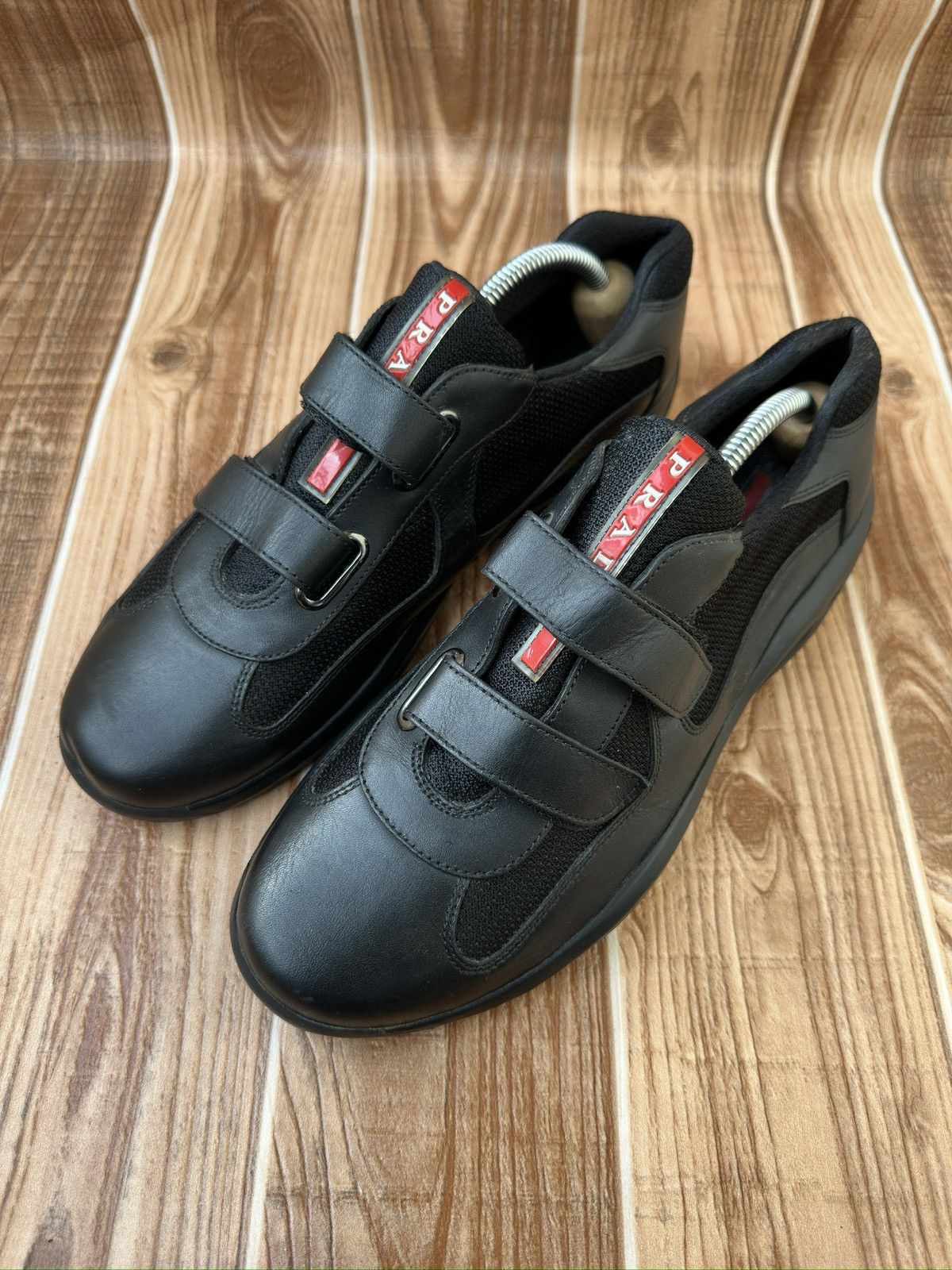 Prada Prada Americas Cup Velcro Straps Red Tab Leather Sneaks