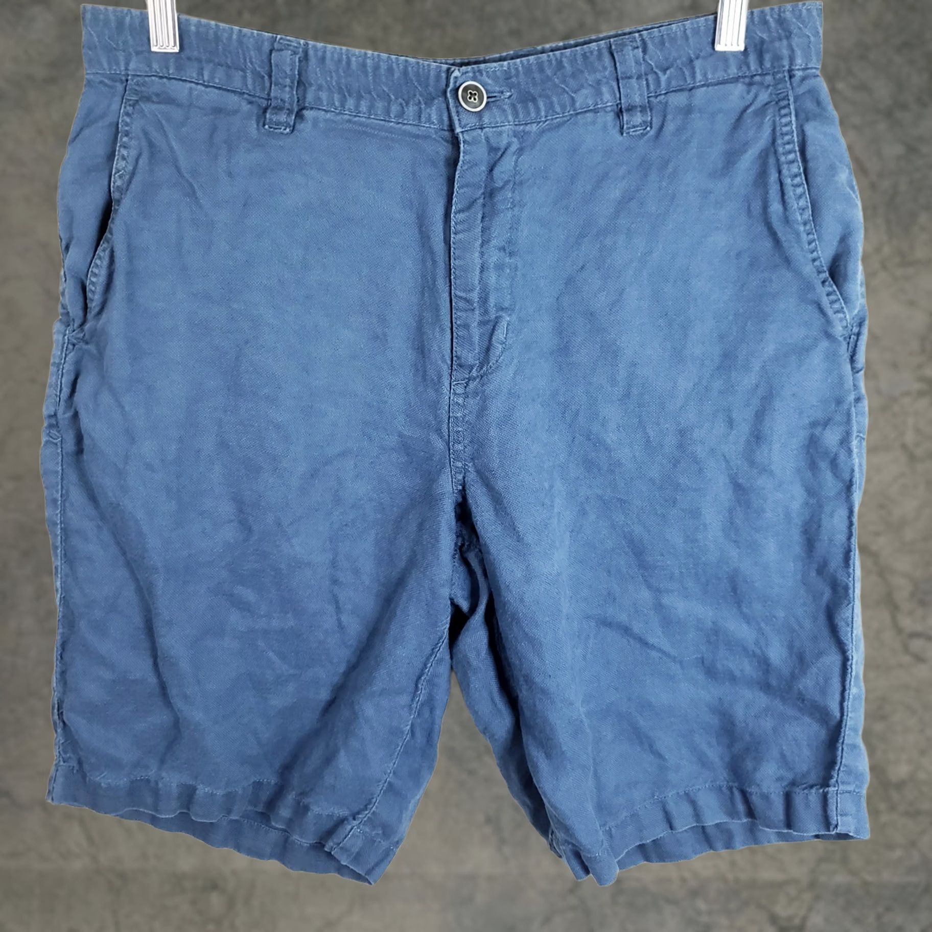 Tommy Bahama TOMMY BAHAMA Men's Bermuda Shorts Blue 34 Linen Tencel Blend 10" Inseam Flat Front Button Casual Travel Beach Size US 34 / EU 50 - 1 Thumbnail