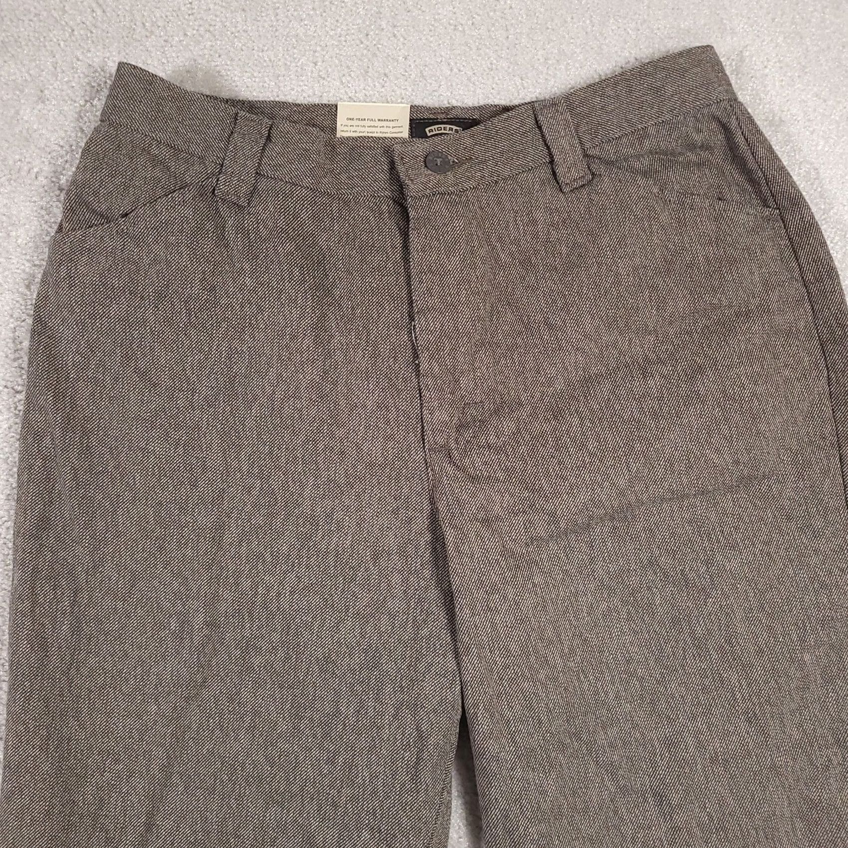 Lee Lee Riders Pants Women's 10P Brown Black Twist Eased Tapered High Rise Chino 28in Inseam Size 32" / US 10 / IT 46 - 3 Thumbnail
