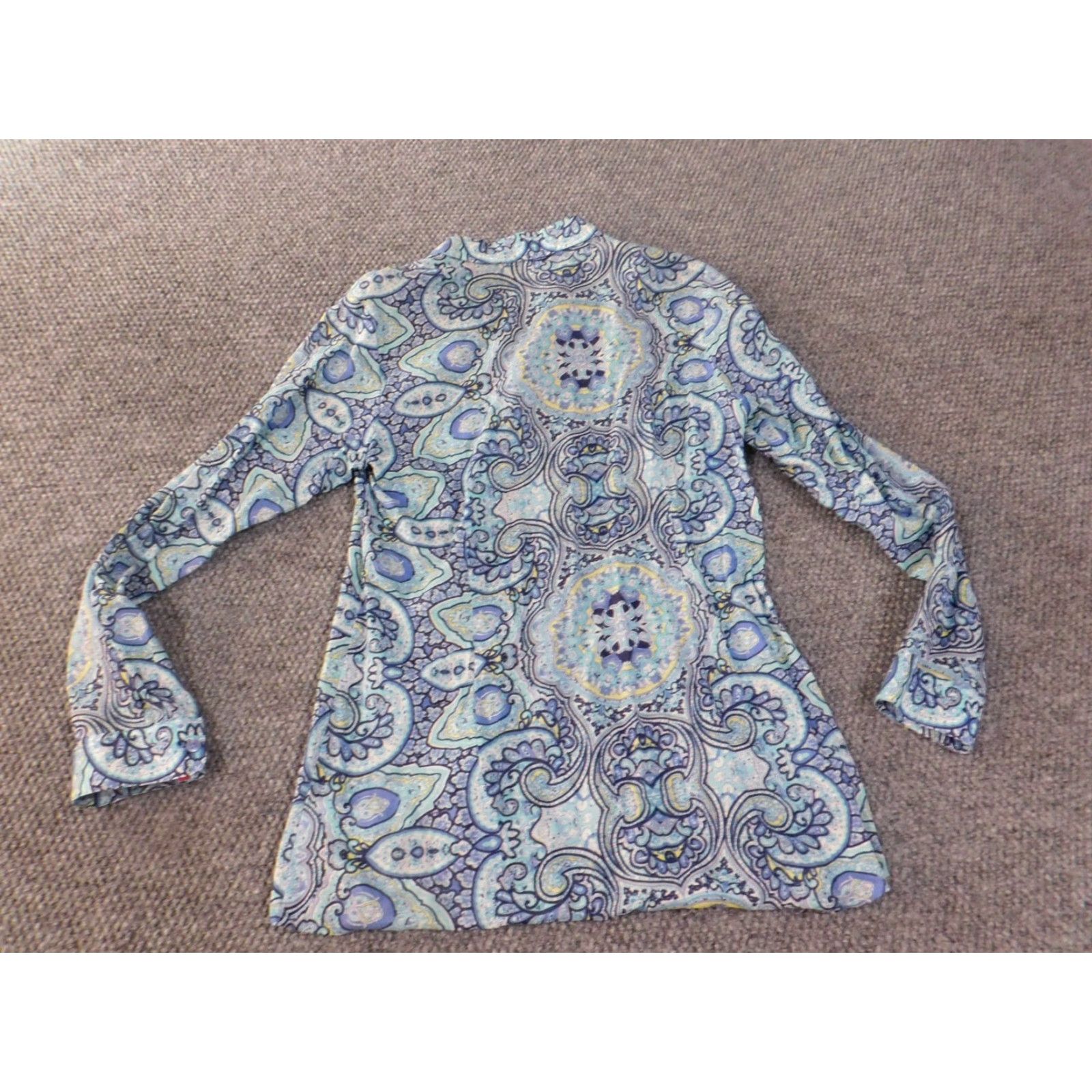 Coldwater Creek Coldwater Creek Womens Button-Up Tunic Top XS Blue Geometric Cotton Woven Classic Breather casual Regular Fits Girls, etc Size XS / US 0-2 / IT 36-38 - 6 Thumbnail