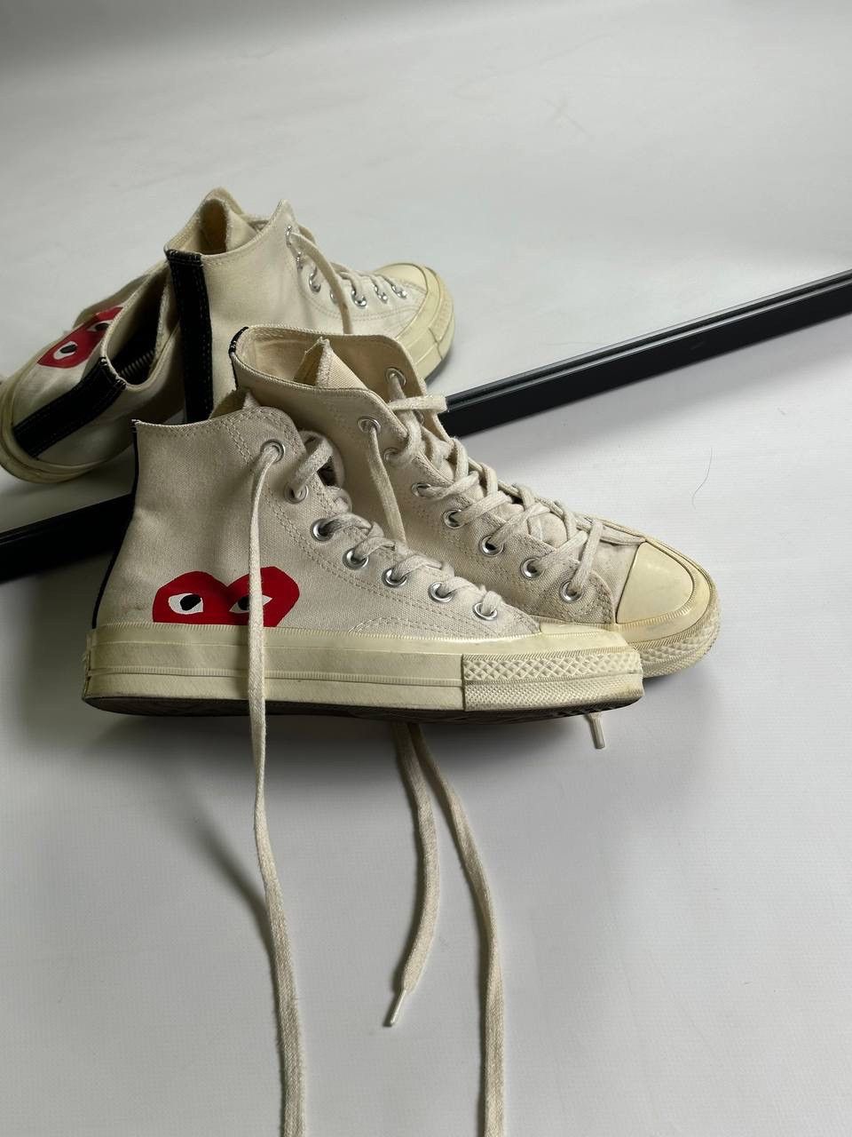 Comme des Garcons PLAY × Converse Cute Comme des Garcons Converse Sneakers 🔥 Size US 6.5 / IT 36.5 - 2 Thumbnail